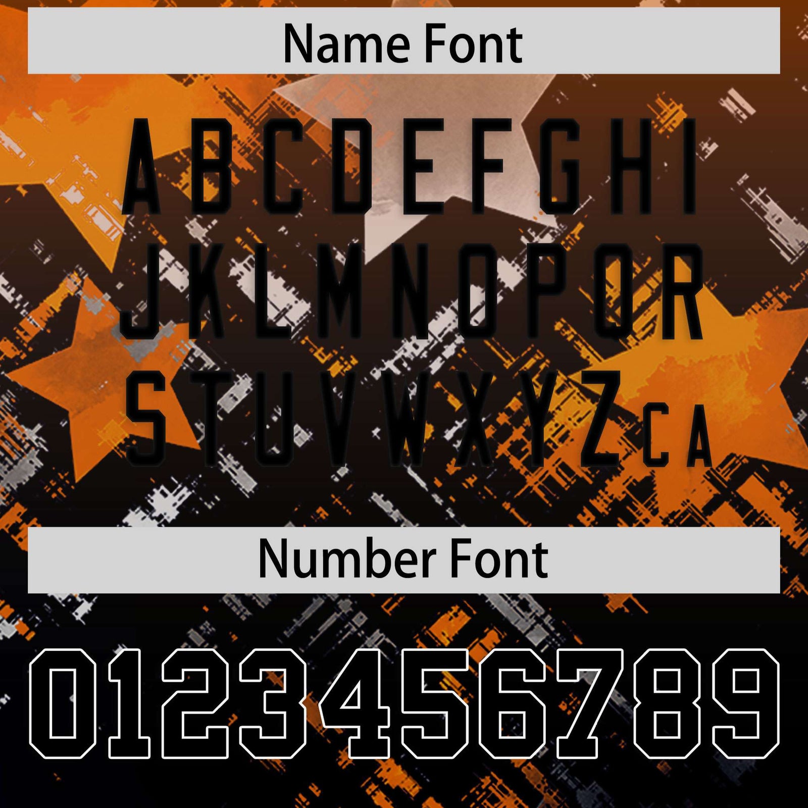 Custom Orange Black Personalized Star Gradient Flag Football Jersey