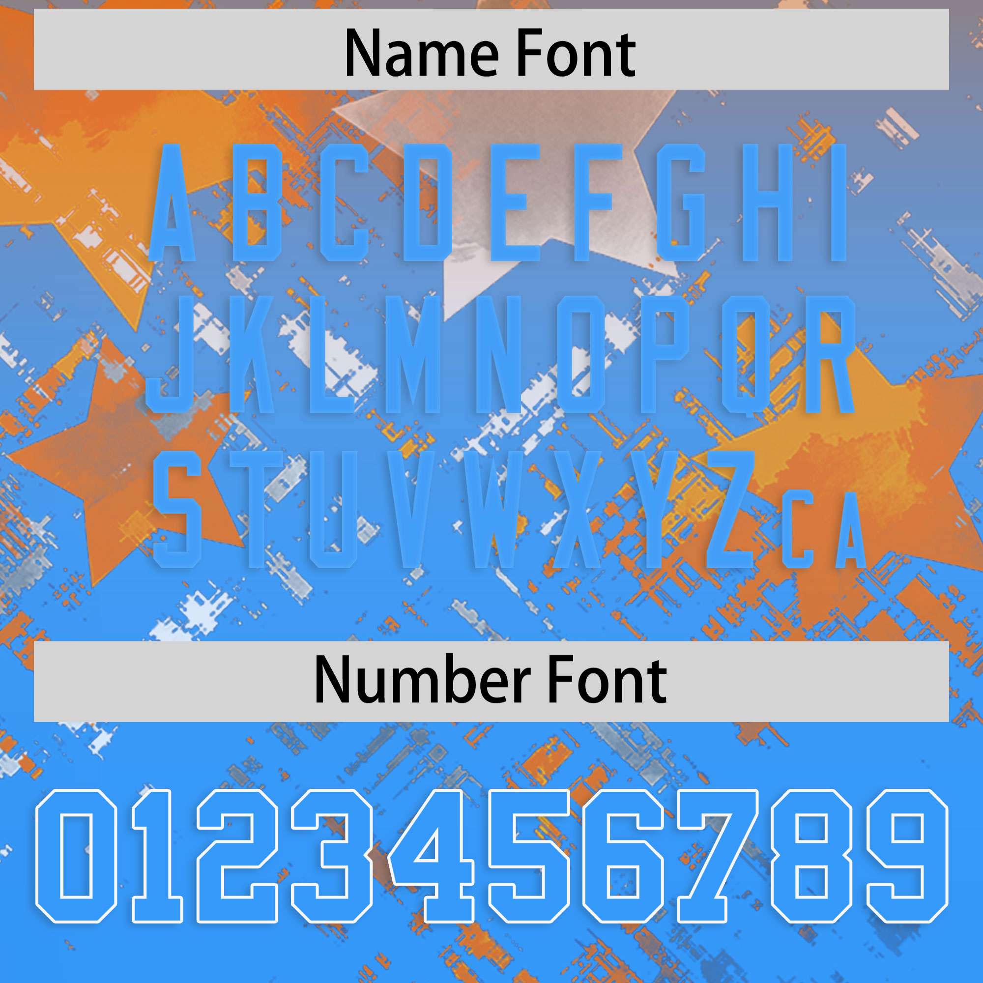 Custom Orange Light Blue Personalized Star Gradient Flag Football Jersey