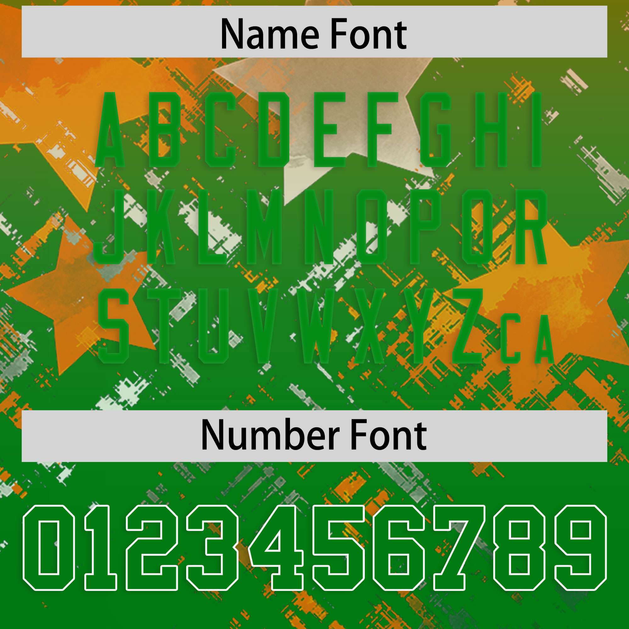 Custom Orange Kelly Green Personalized Star Gradient Flag Football Jersey