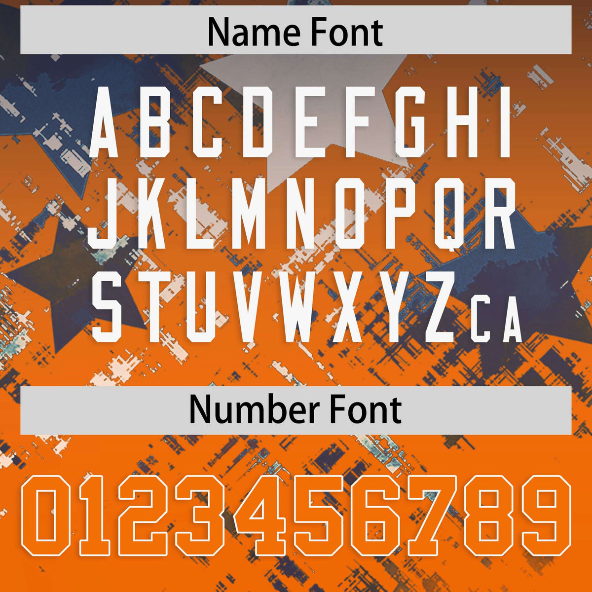 Custom Navy Orange Personalized Star Gradient Flag Football Jersey