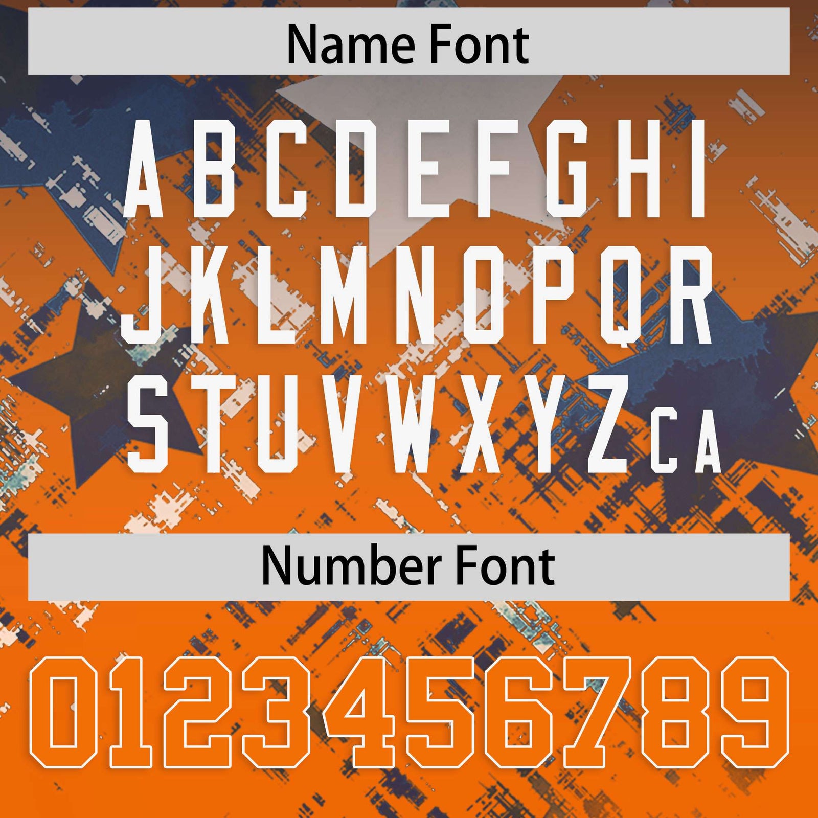 Custom Navy Orange Personalized Star Gradient Flag Football Jersey