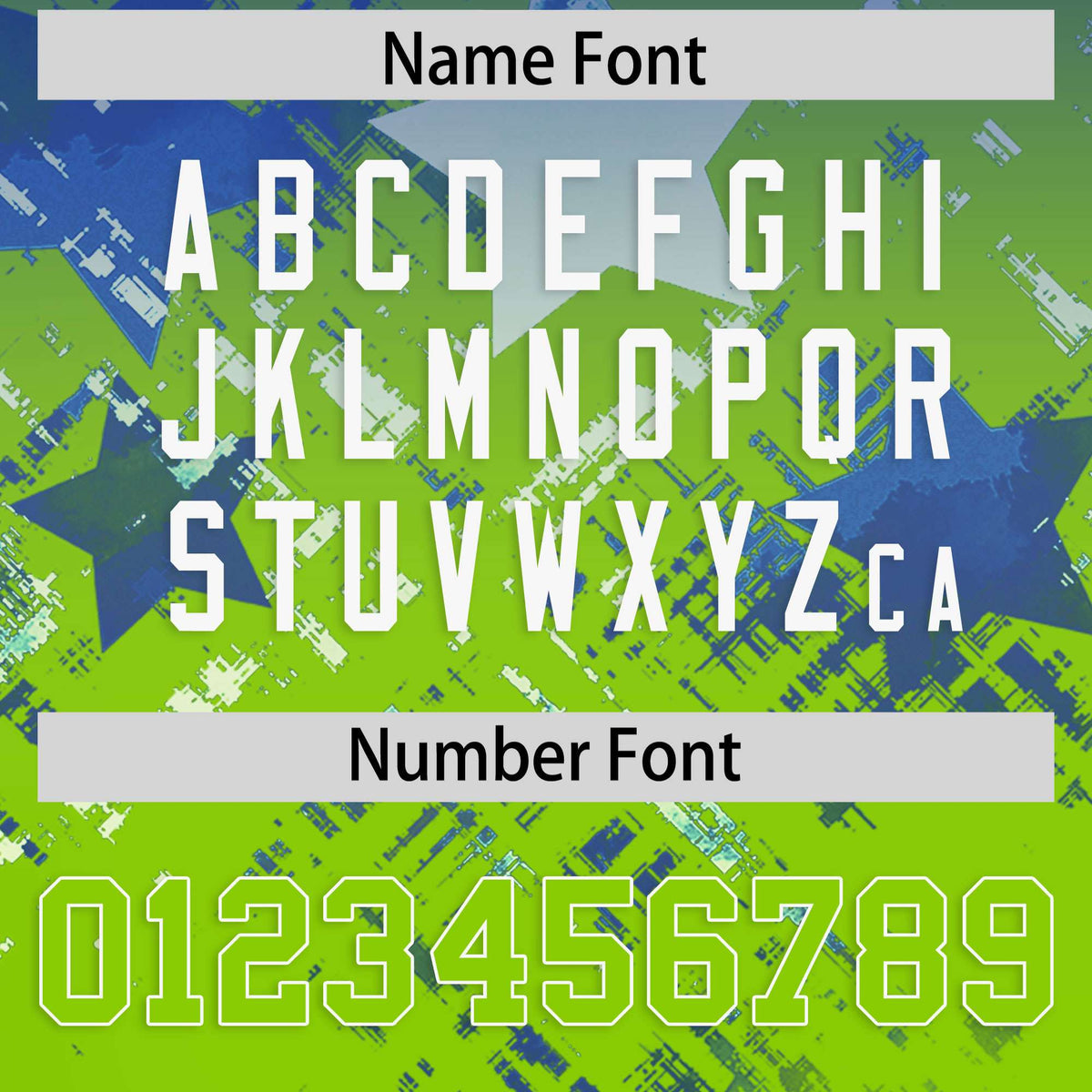 Custom Royal Neon Green Personalized Star Gradient Flag Football Jersey