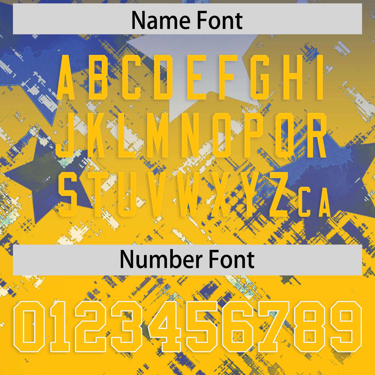 Custom Royal Yellow Personalized Star Gradient Flag Football Jersey