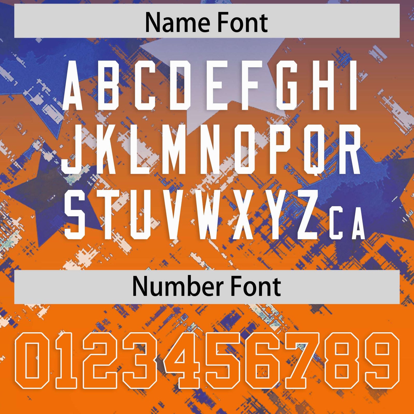 Custom Royal Orange Personalized Star Gradient Flag Football Jersey