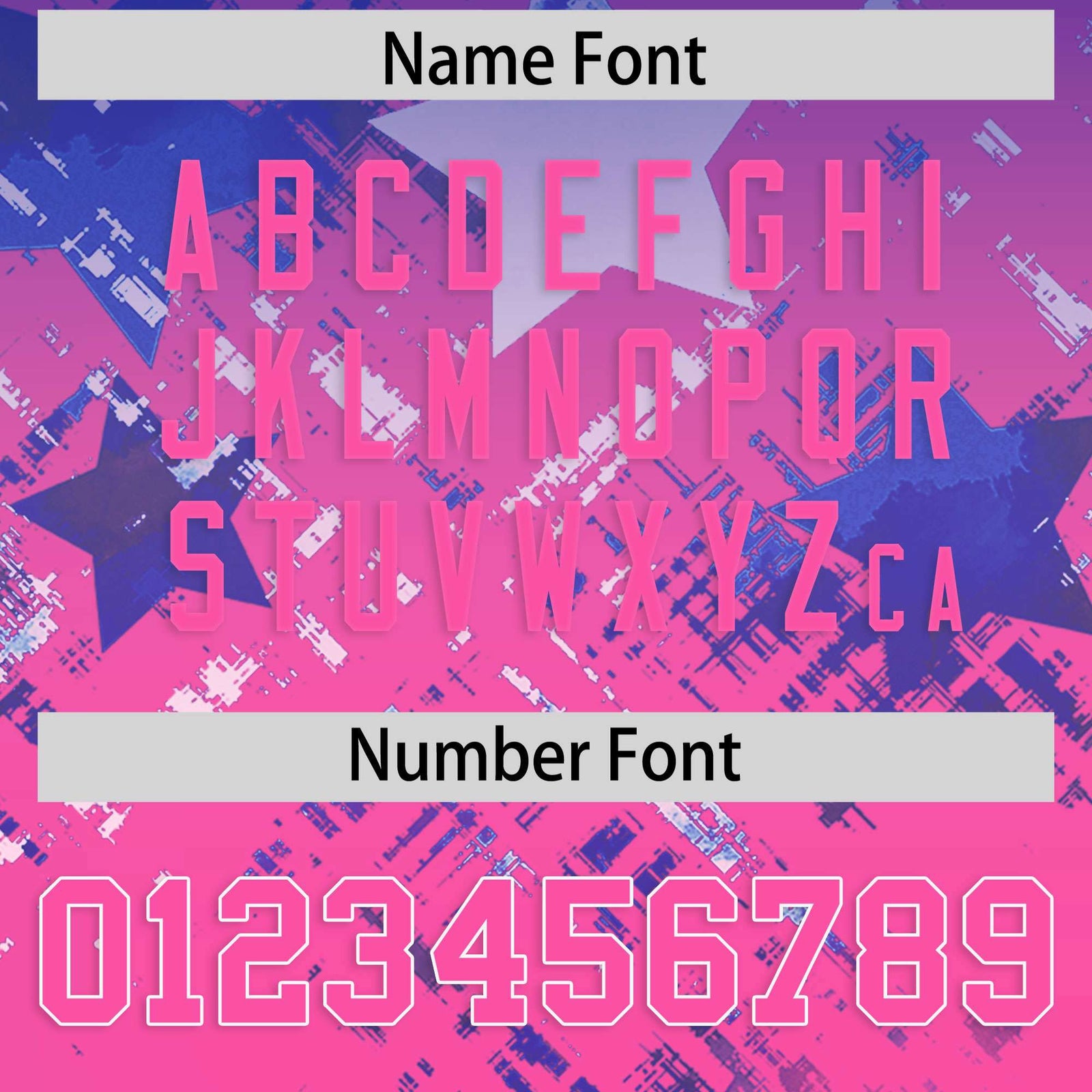 Custom Royal Pink Personalized Star Gradient Flag Football Jersey