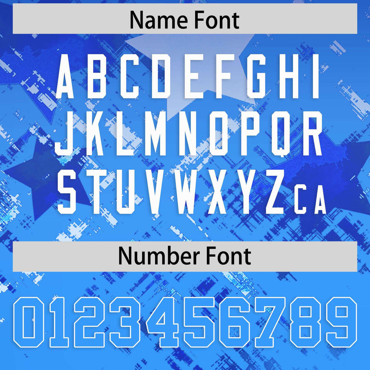 Custom Royal Light Blue Personalized Star Gradient Flag Football Jersey