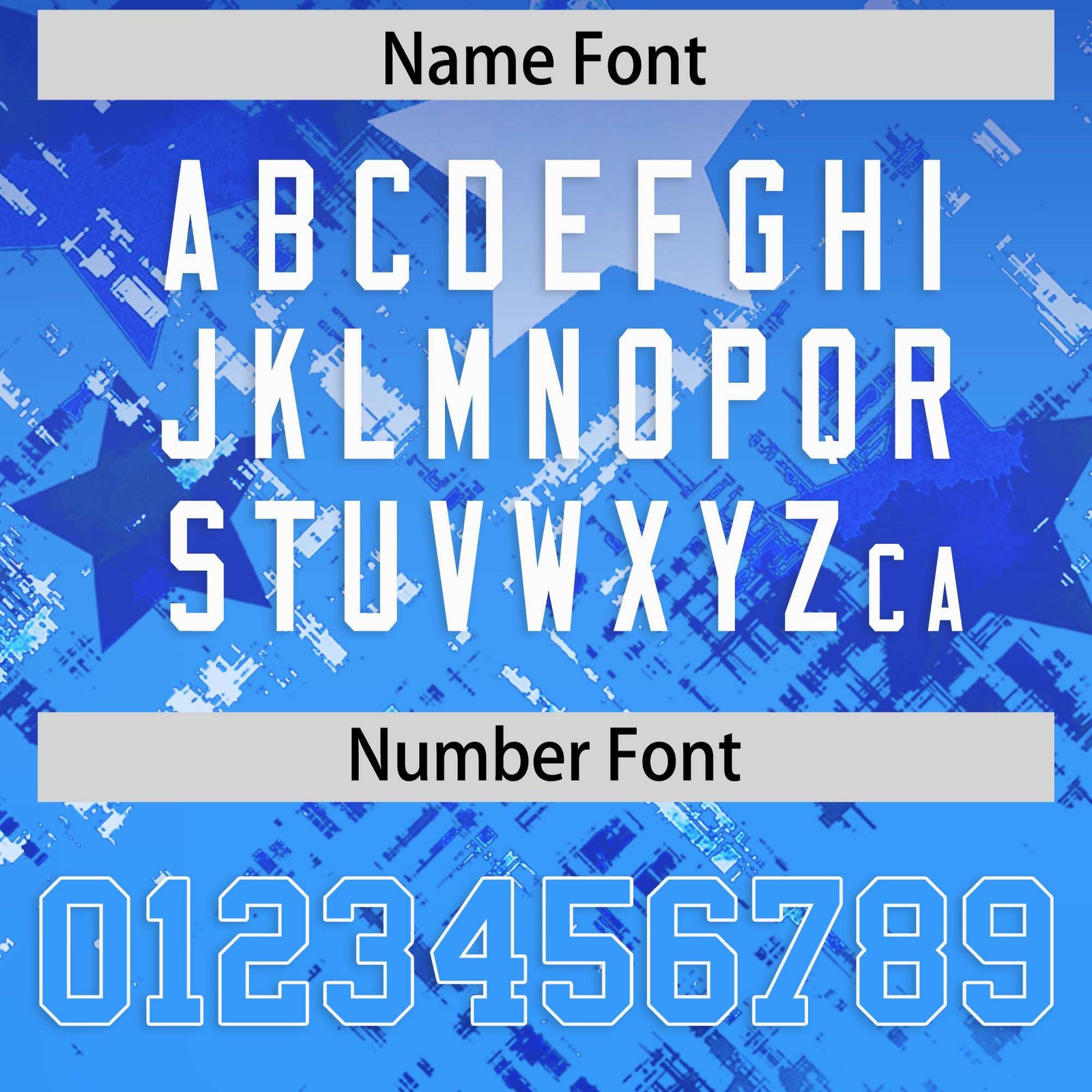 Custom Royal Light Blue Personalized Star Gradient Flag Football Jersey