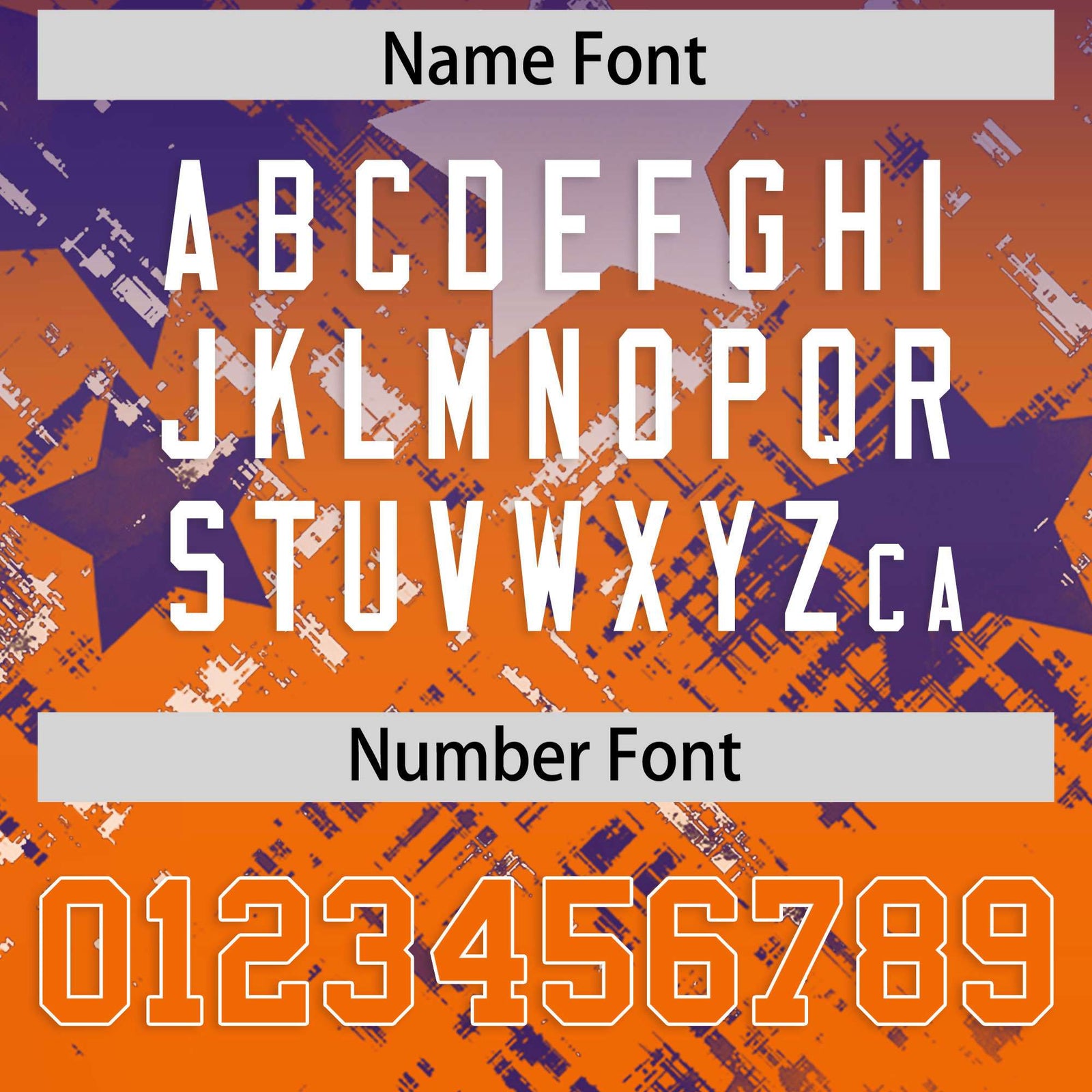 Custom Purple Orange Personalized Star Gradient Flag Football Jersey