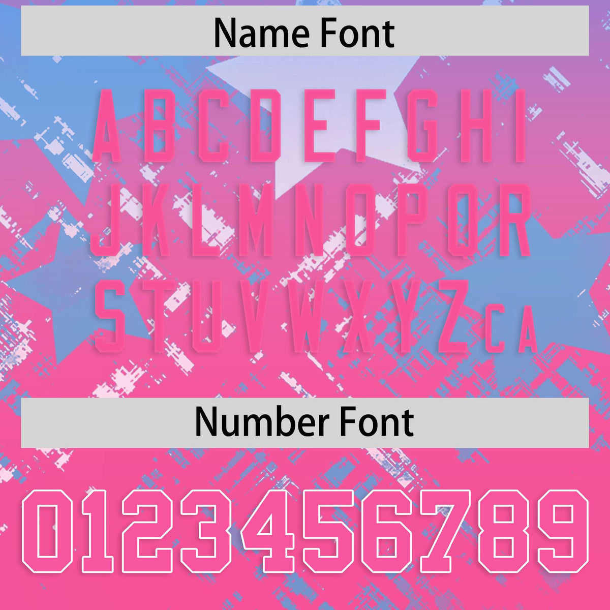 Custom Light Blue Pink Personalized Star Gradient Flag Football Jersey