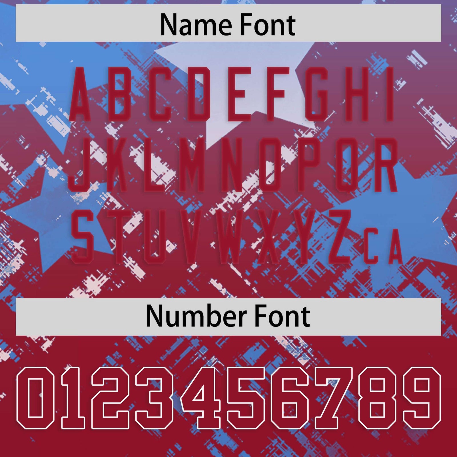 Custom Light Blue Cardinal Personalized Star Gradient Flag Football Jersey