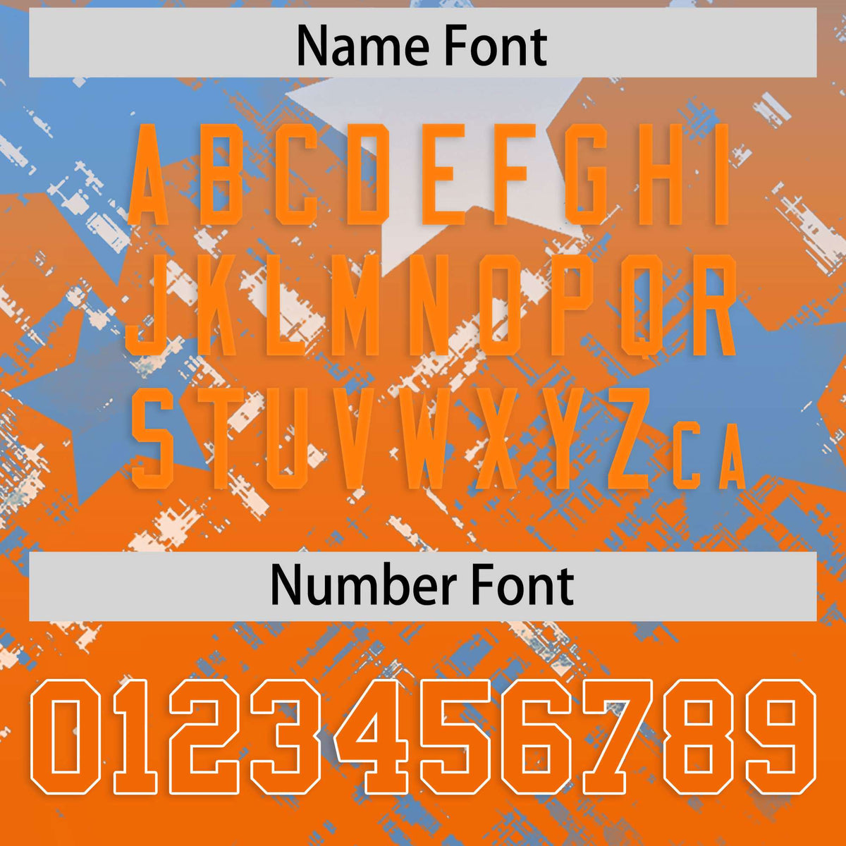 Custom Light Blue Orange Personalized Star Gradient Flag Football Jersey