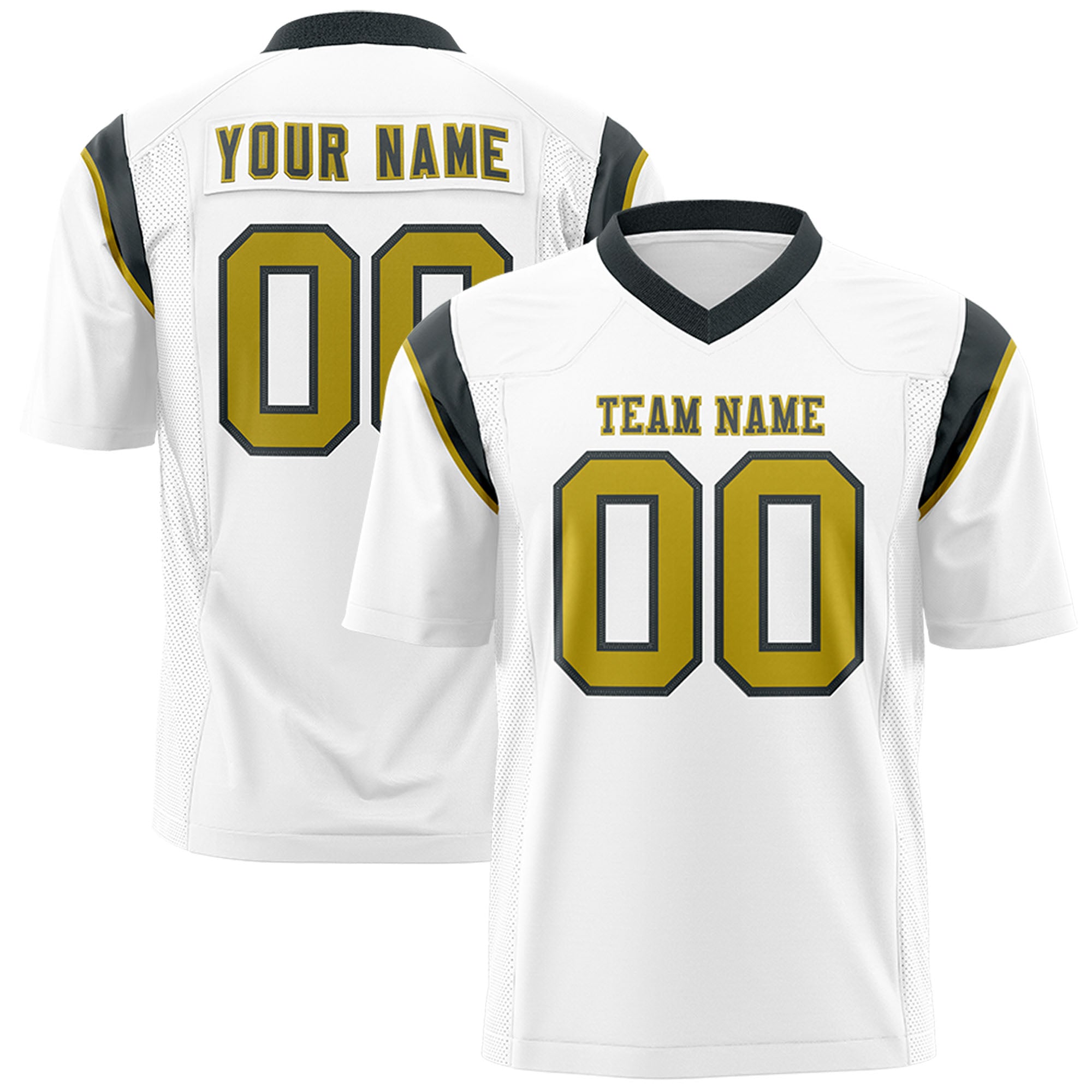 Custom White Dark Gray Personalized Shoulder Cut Two-Tone Flag Football Jersey