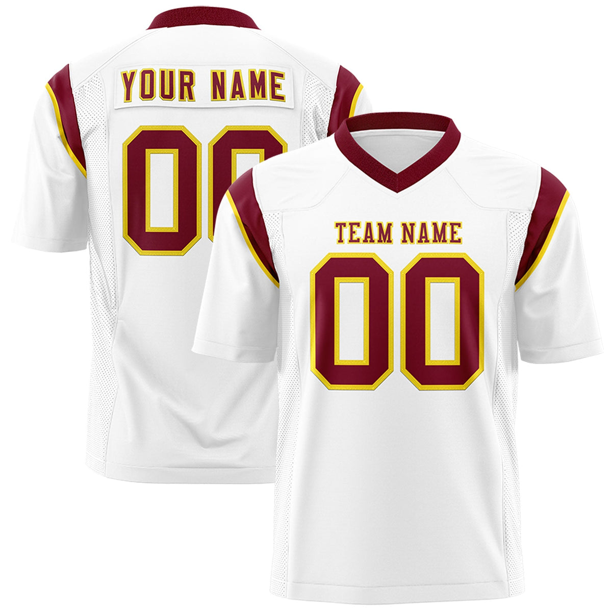Custom White Cardinal Personalized Shoulder Cut Two-Tone Flag Football Jersey