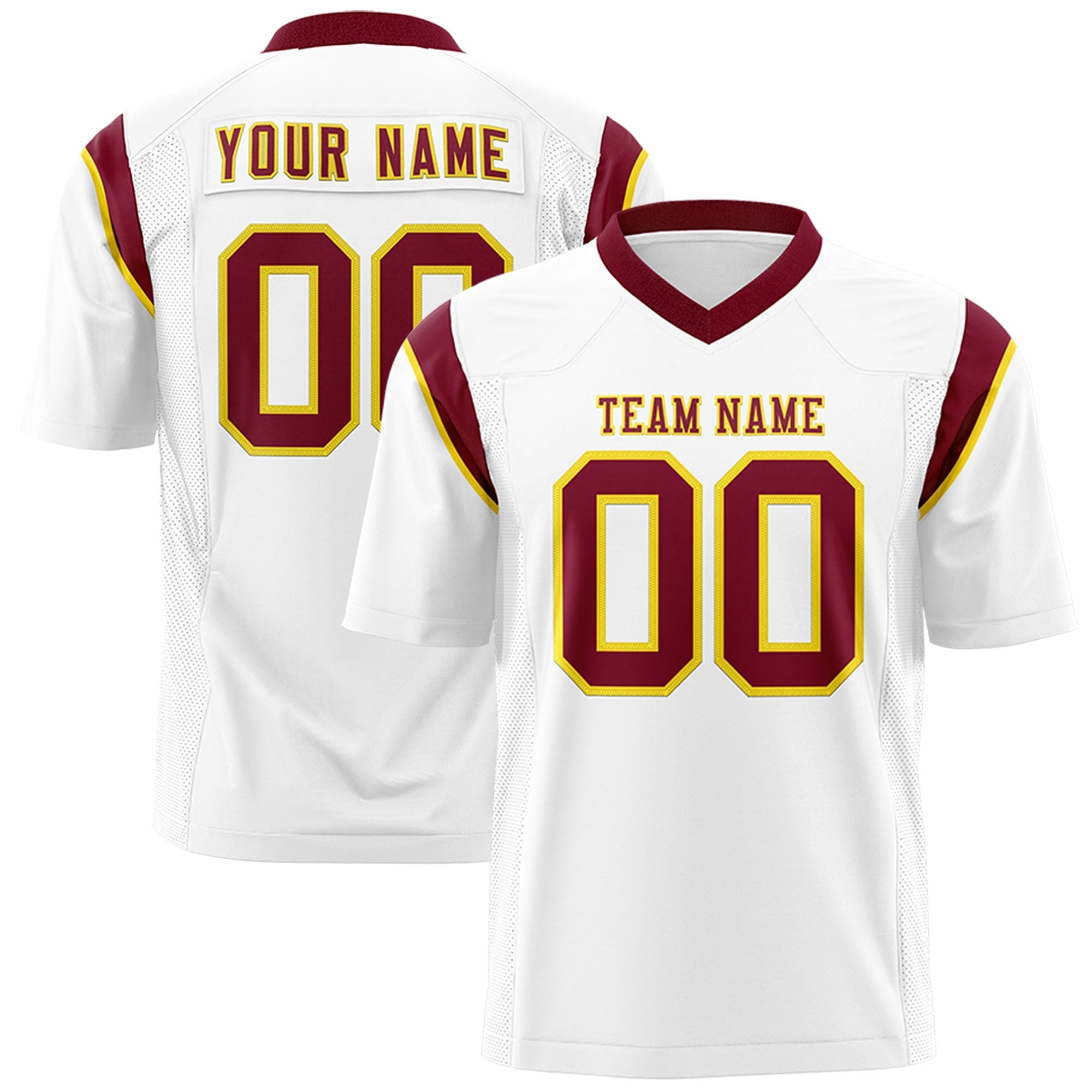 Custom White Cardinal Personalized Shoulder Cut Two-Tone Flag Football Jersey