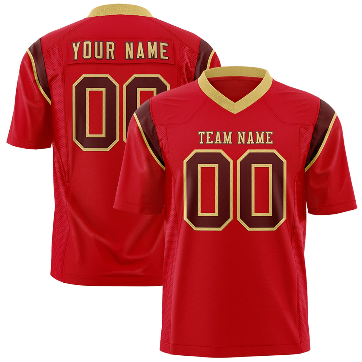 Custom Red Crimson Personalized Shoulder Cut Two-Tone Flag Football Jersey