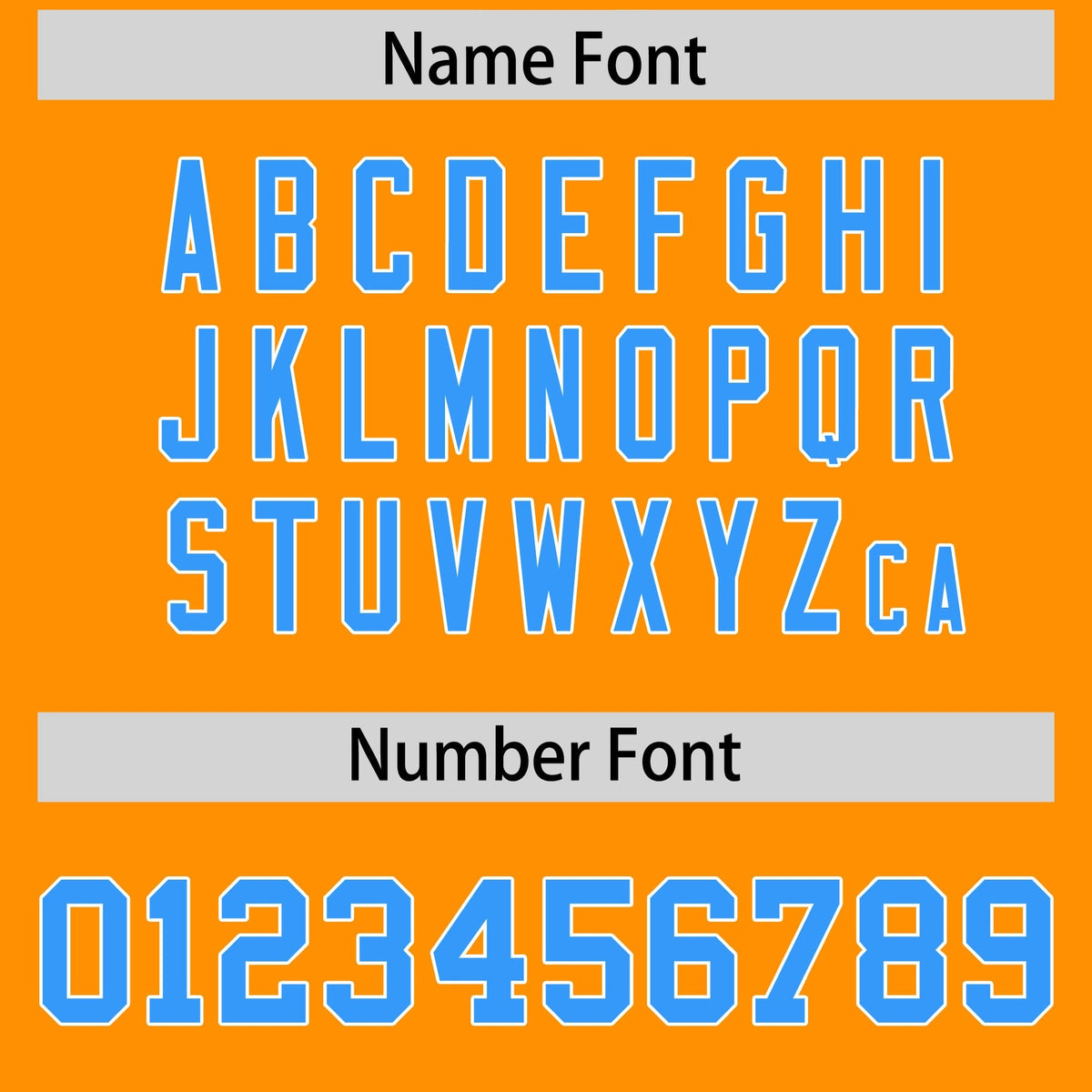 Custom Gold Orange Powder Blue Personalized Shoulder Cut Two-Tone Flag Football Jersey