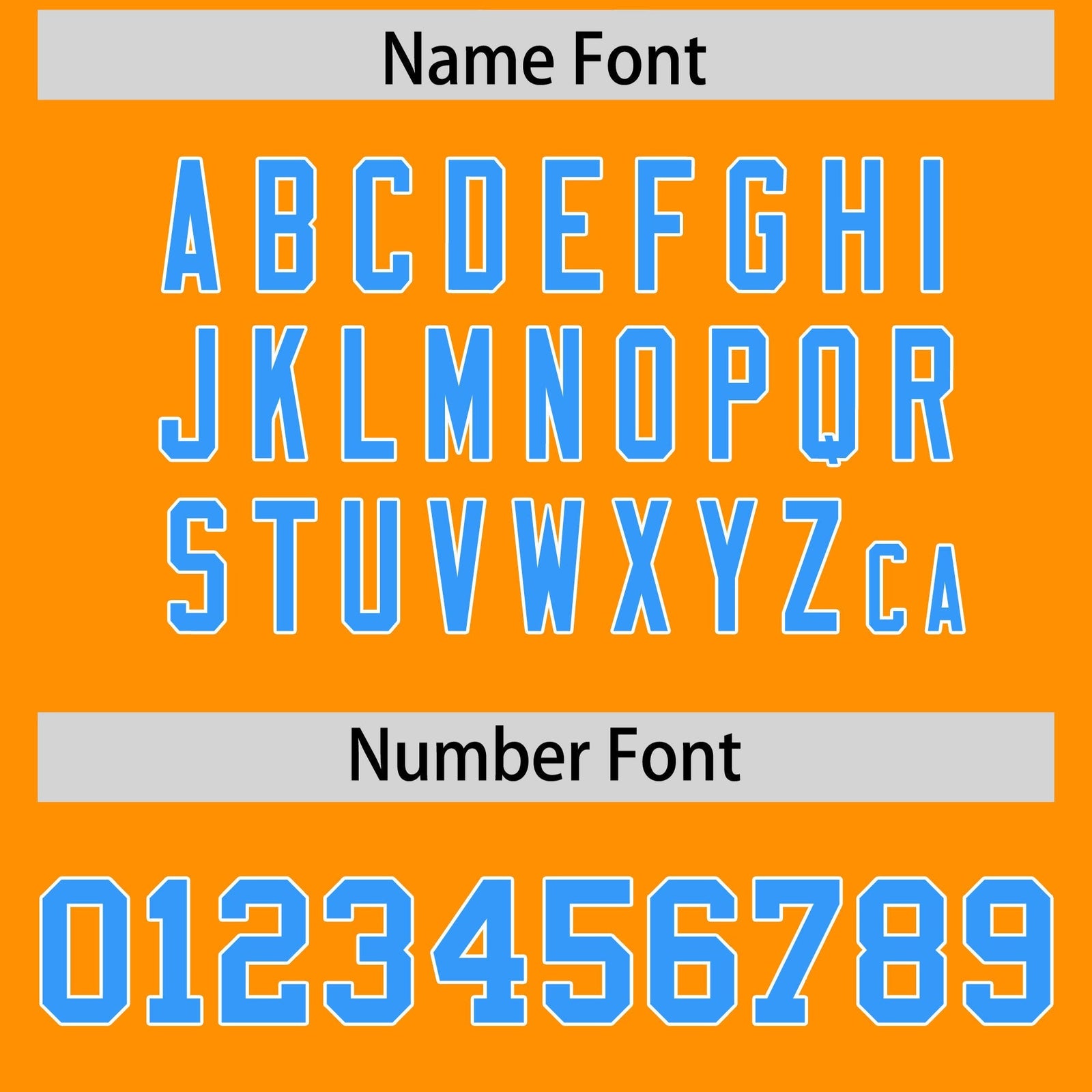 Custom Gold Orange Powder Blue Personalized Shoulder Cut Two-Tone Flag Football Jersey