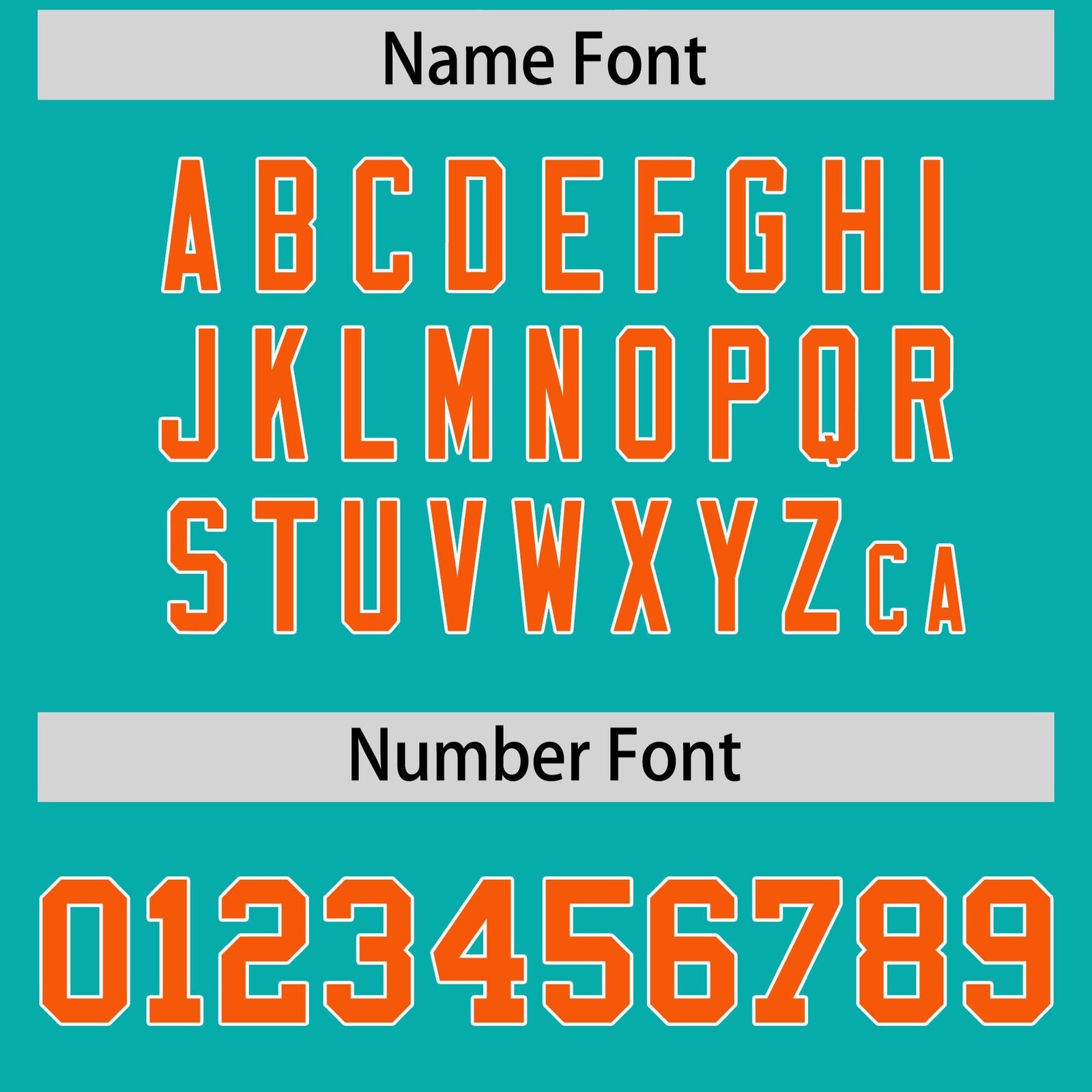 Custom Aqua Orange Personalized Shoulder Cut Two-Tone Flag Football Jersey