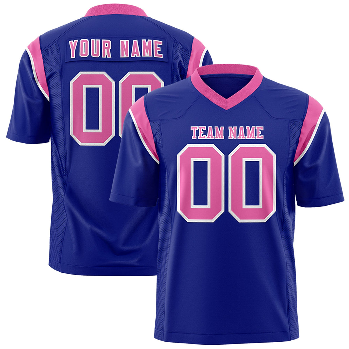 Custom Royal Pink Personalized Shoulder Cut Two-Tone Flag Football Jersey
