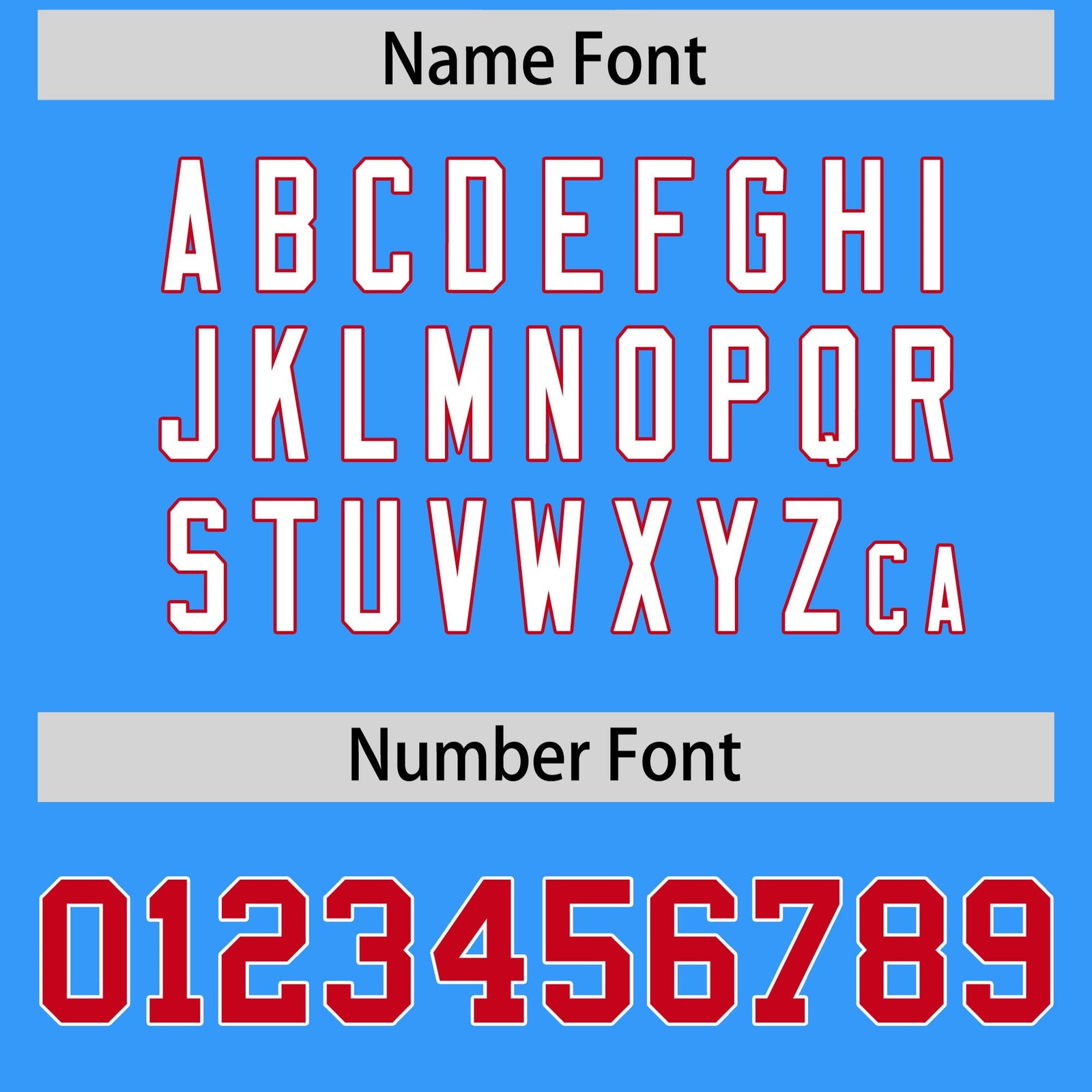 Custom Powder Blue Red Personalized Shoulder Cut Two-Tone Flag Football Jersey