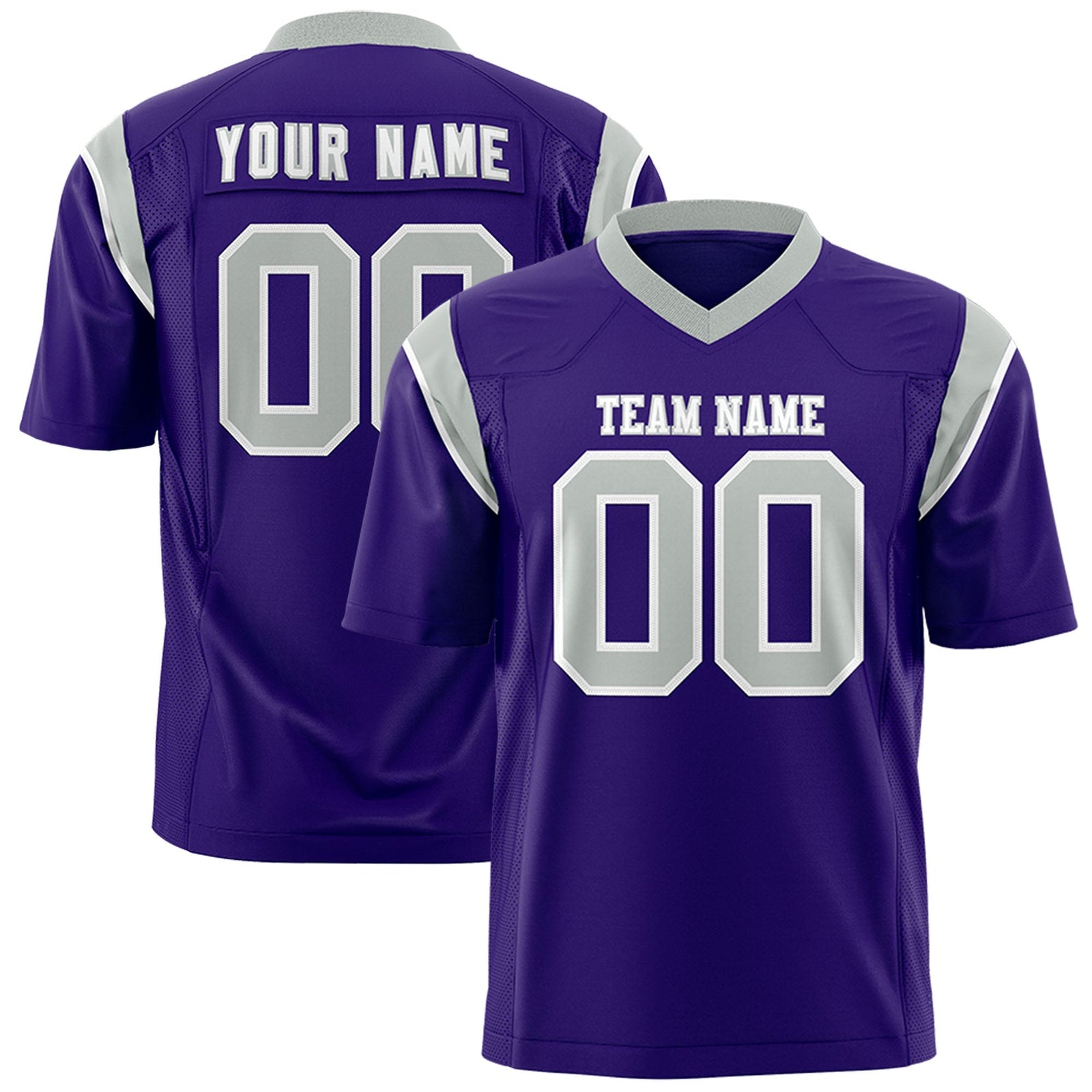 Custom Purple Gray Personalized Shoulder Cut Two-Tone Flag Football Jersey