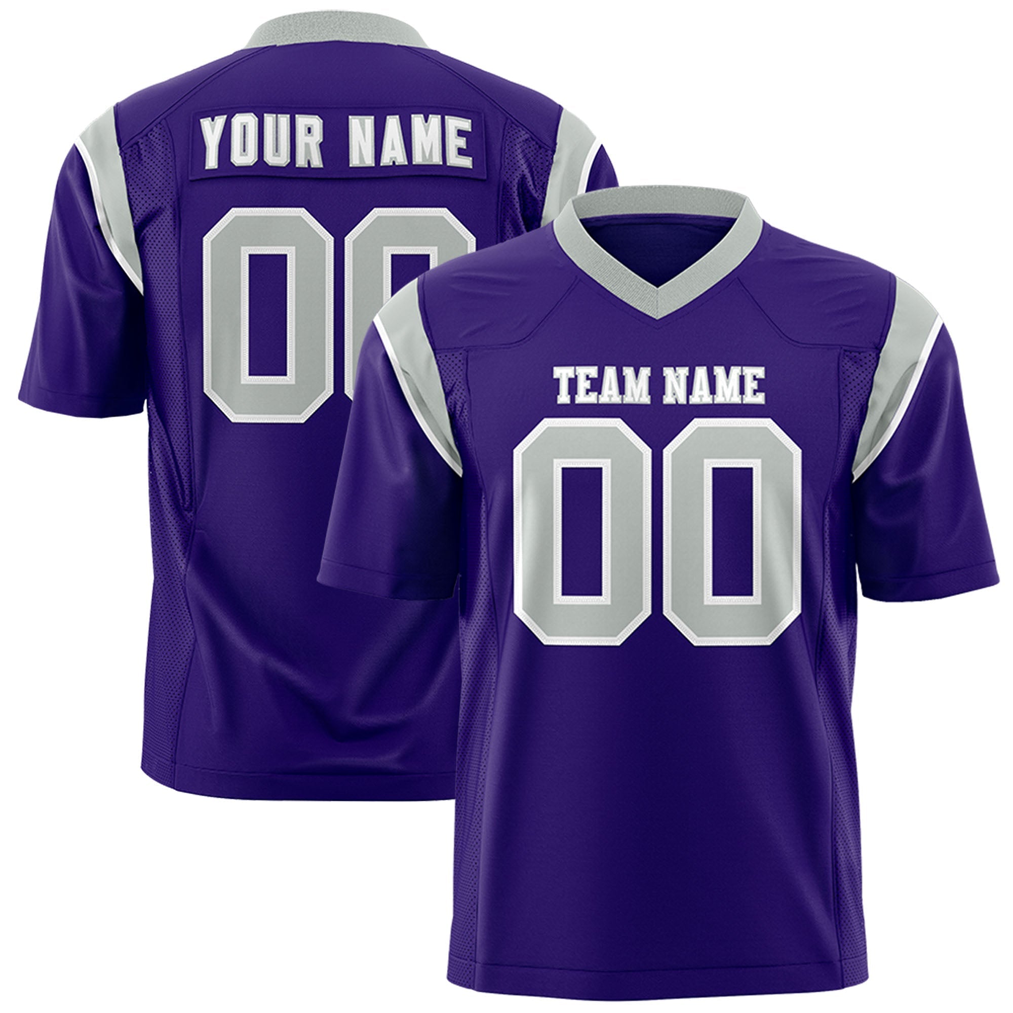 Custom Purple Gray Personalized Shoulder Cut Two-Tone Flag Football Jersey