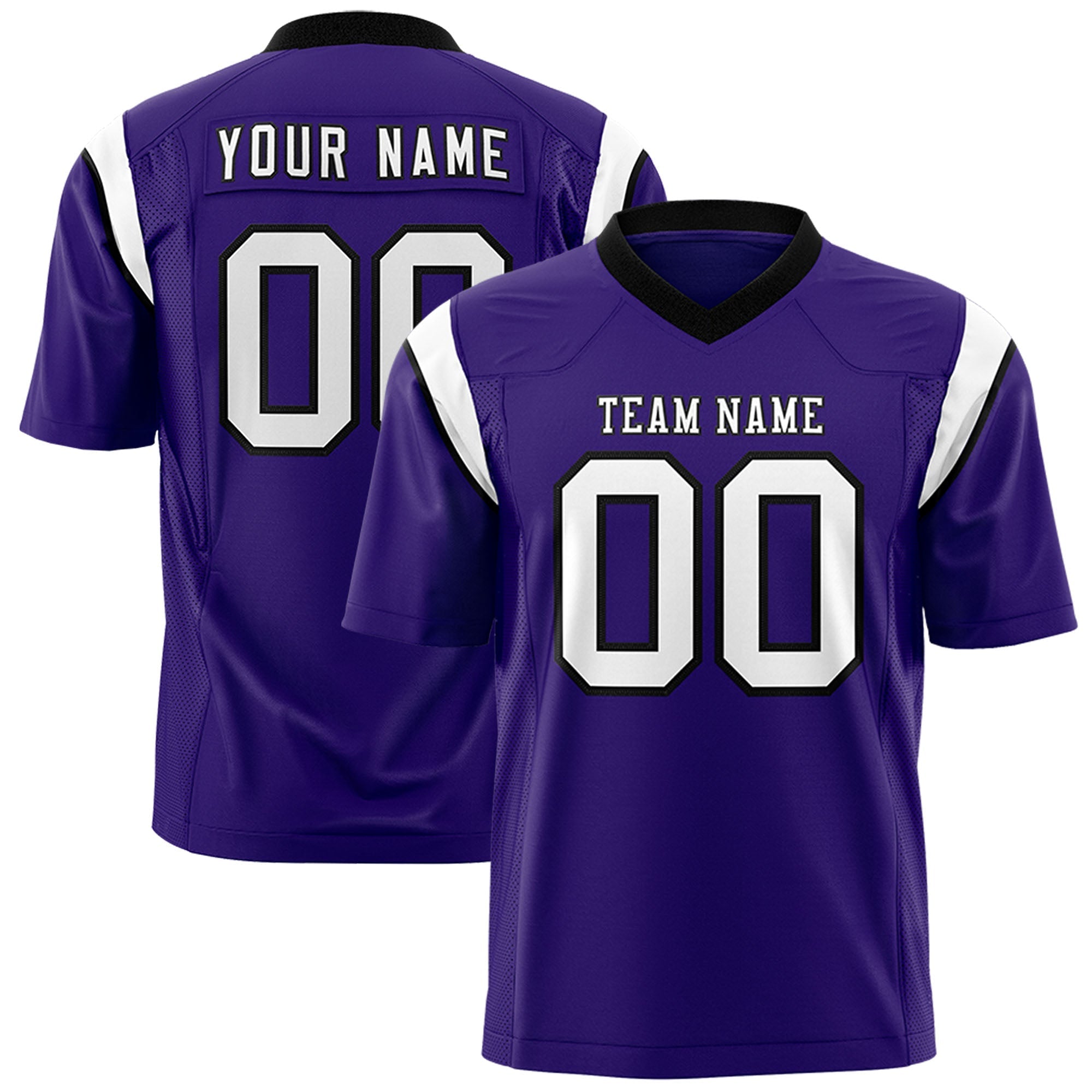 Custom Purple White Personalized Shoulder Cut Two-Tone Flag Football Jersey