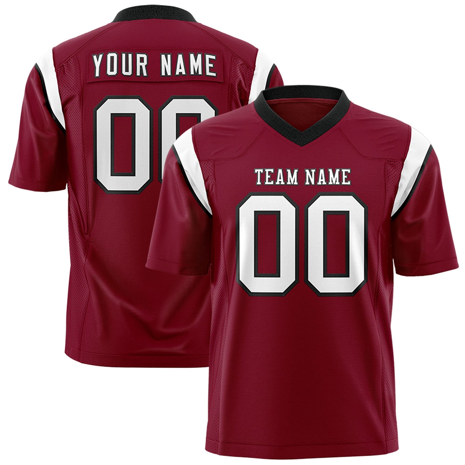 Custom Cardinal White Personalized Shoulder Cut Two-Tone Flag Football Jersey