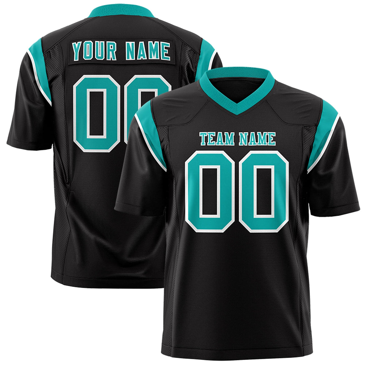 Custom Black Bright Green Personalized Shoulder Cut Two-Tone Flag Football Jersey
