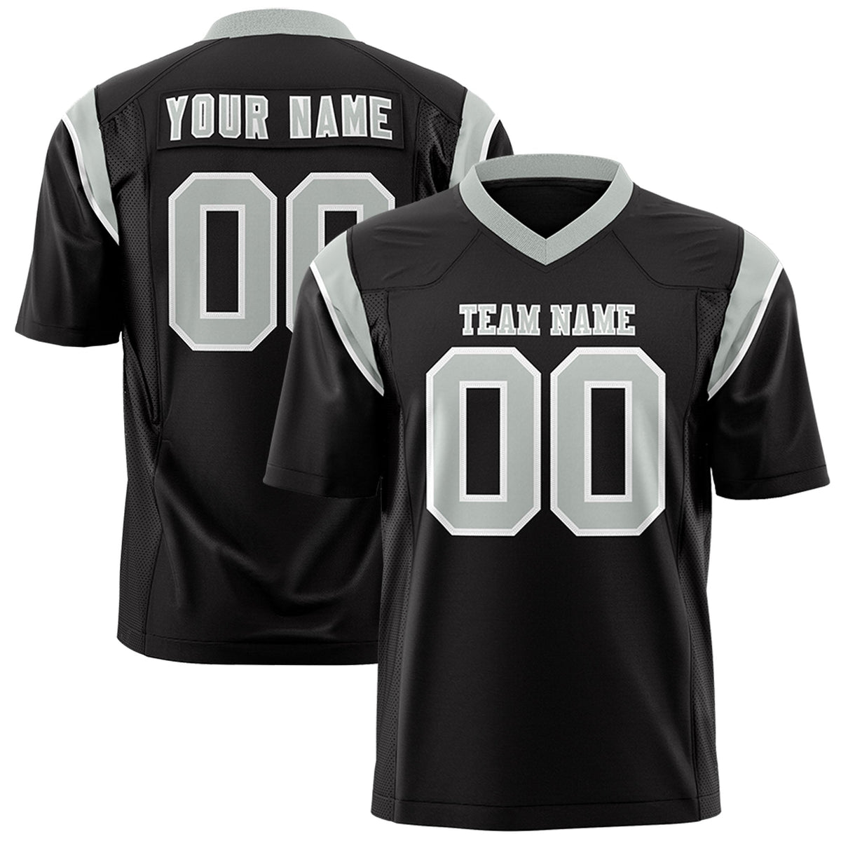 Custom Black Gray Personalized Shoulder Cut Two-Tone Flag Football Jersey