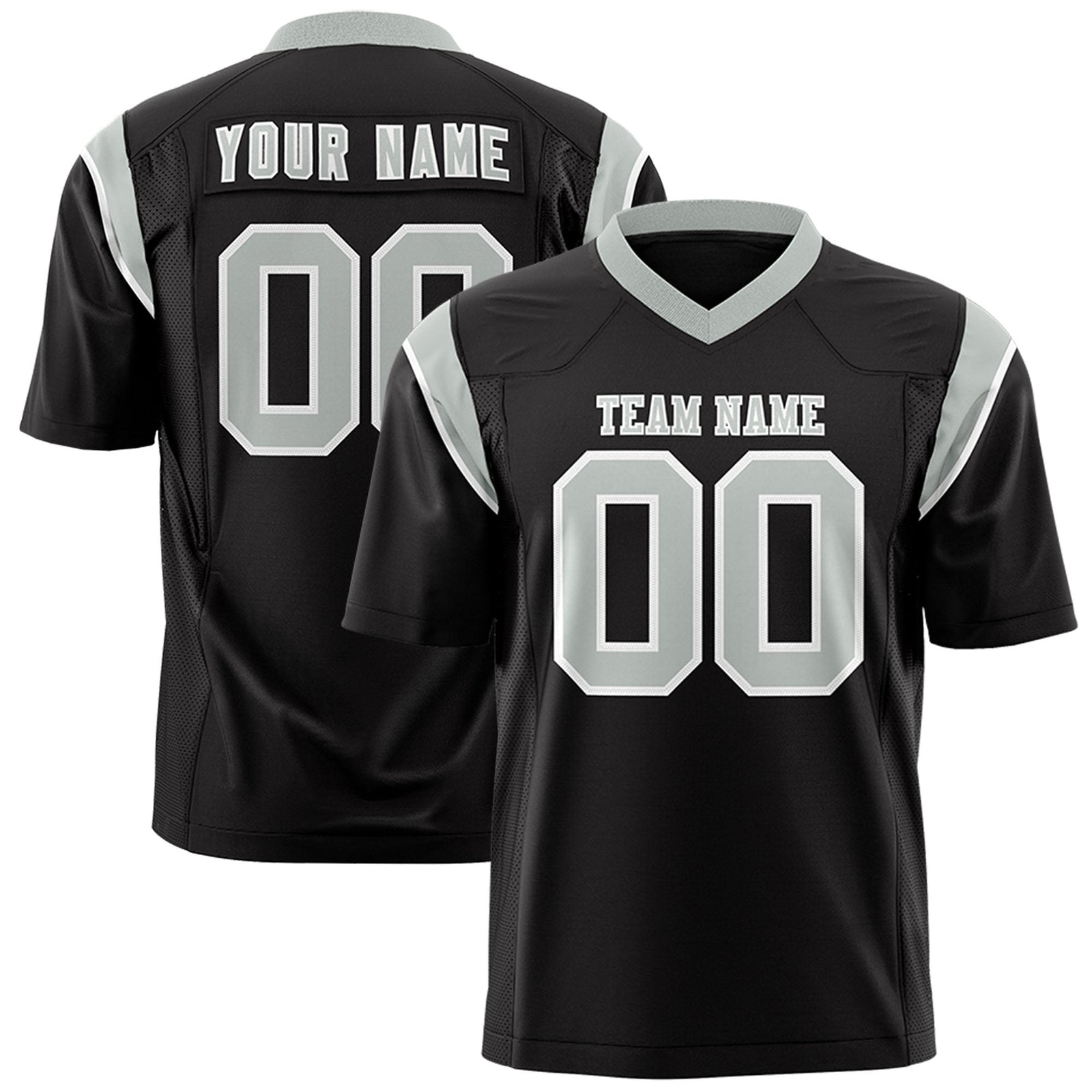 Custom Black Gray Personalized Shoulder Cut Two-Tone Flag Football Jersey