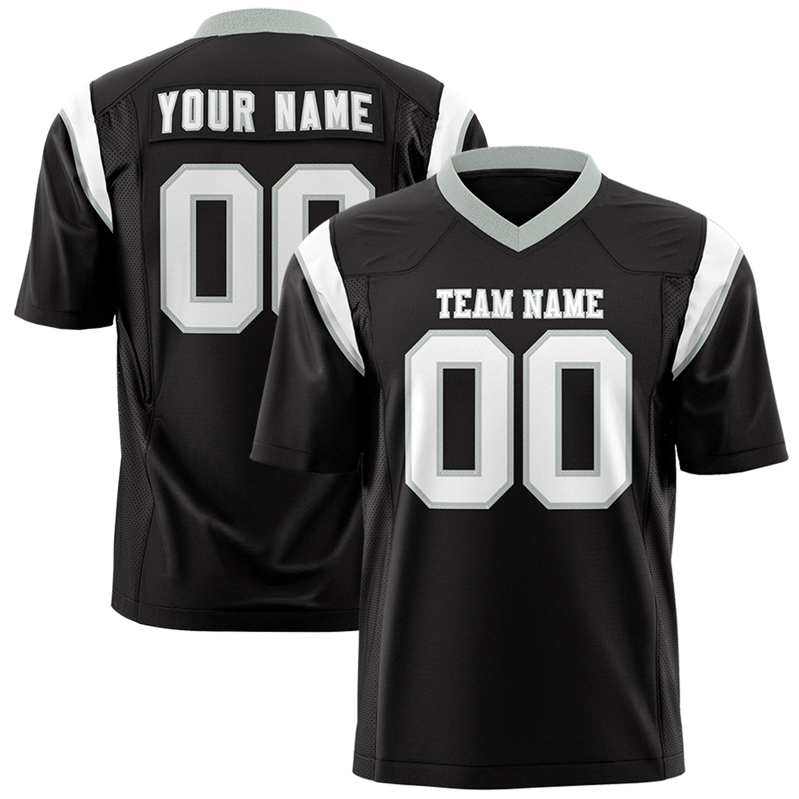 Custom Black White Personalized Shoulder Cut Two-Tone Flag Football Jersey