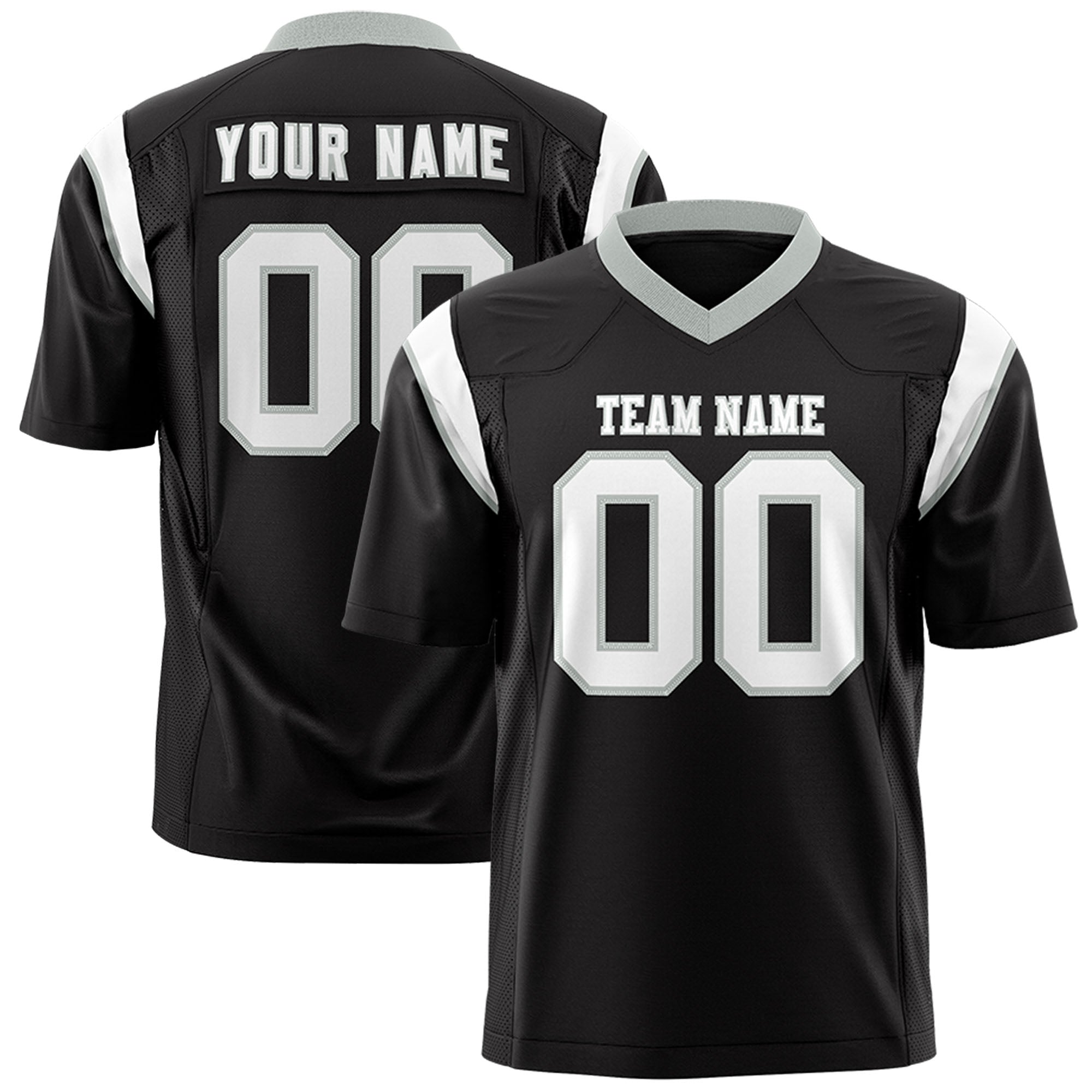 Custom Black White Personalized Shoulder Cut Two-Tone Flag Football Jersey