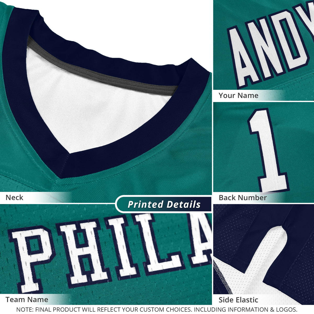 Custom Green Orange Personalized Shoulder Cut Two-Tone Flag Football Jersey