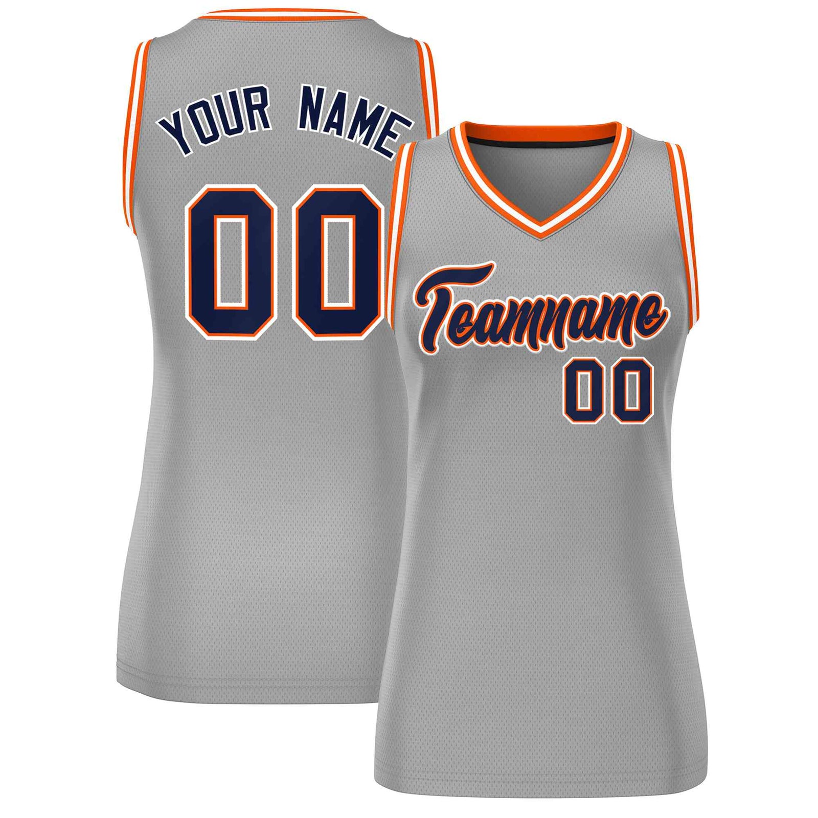 Custom Gray Navy-White Classic Tops Mesh Basketball Jersey for Women
