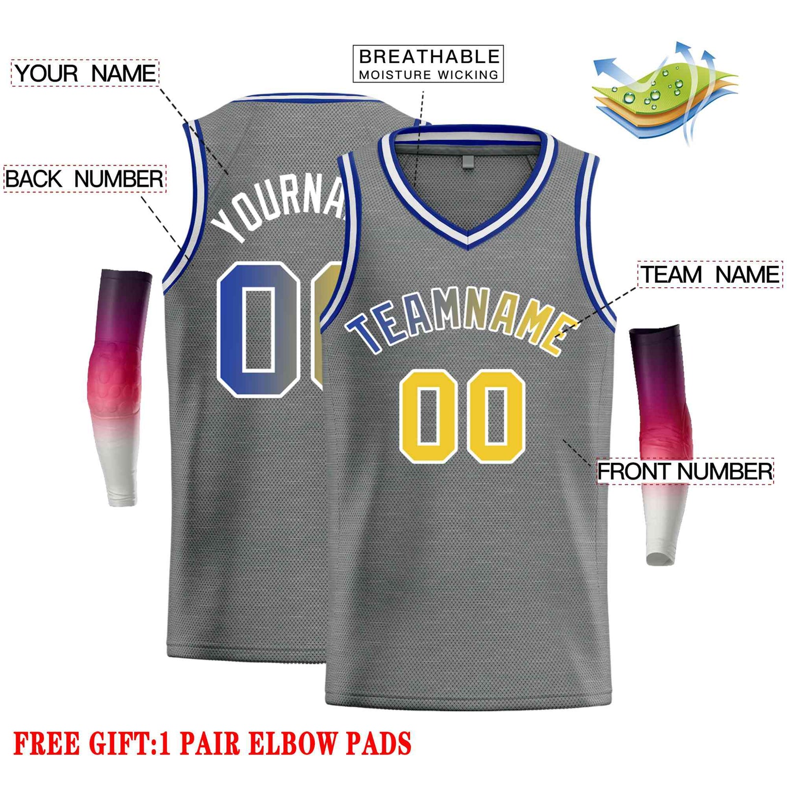 Custom Dark Gray Royal-White Classic Tops Men Casual Basketball Jersey