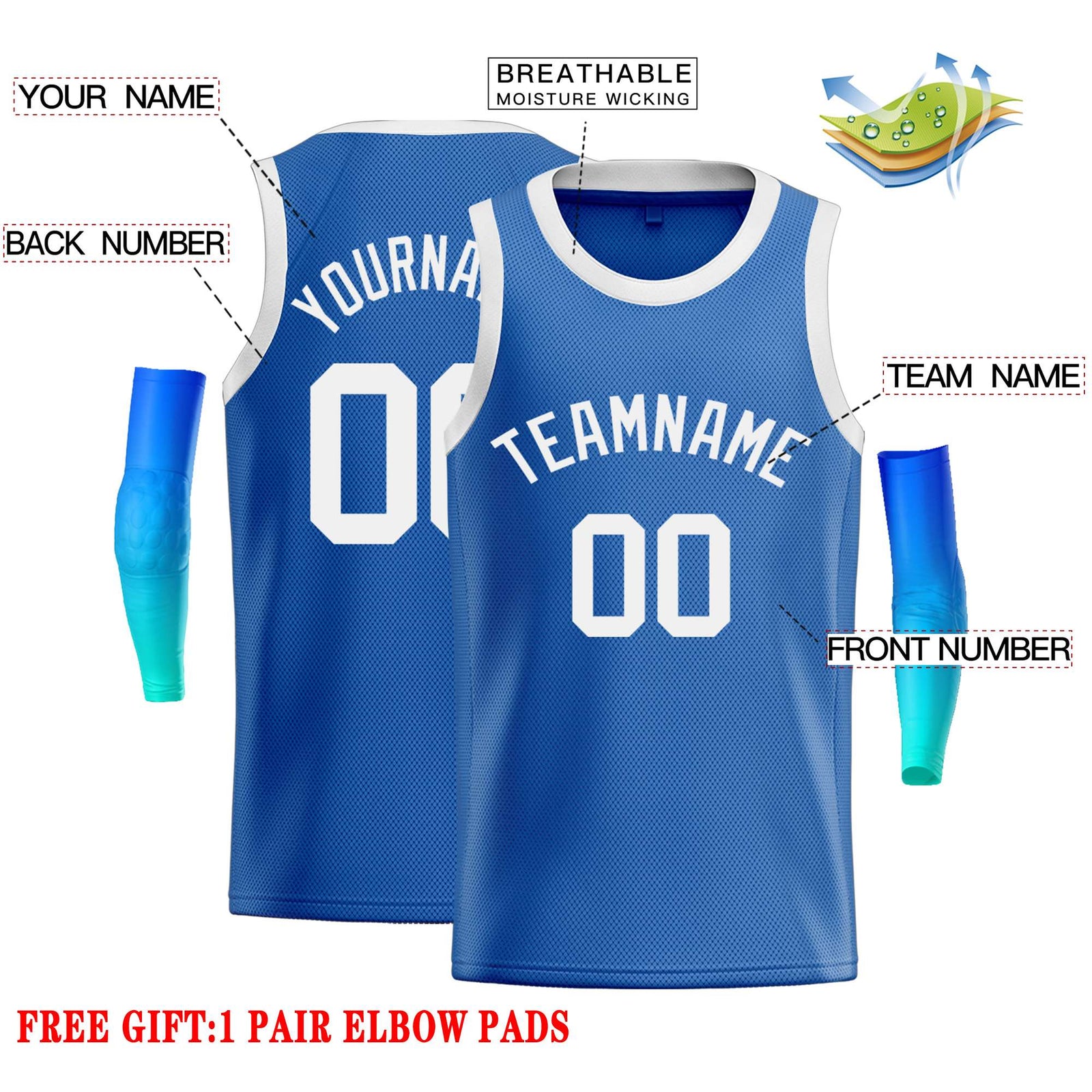 Custom Blue White Classic Tops Casual Basketball Jersey