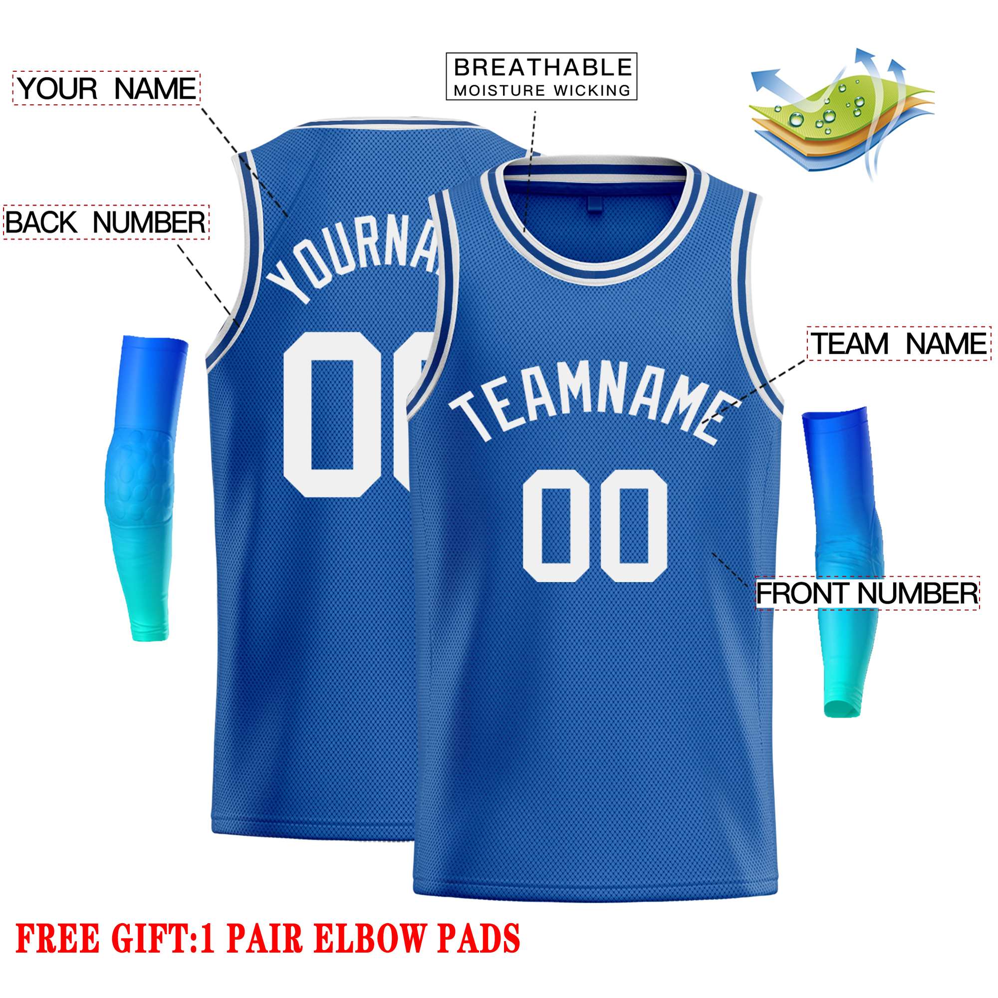 Custom Blue White Classic Tops Casual Basketball Jersey
