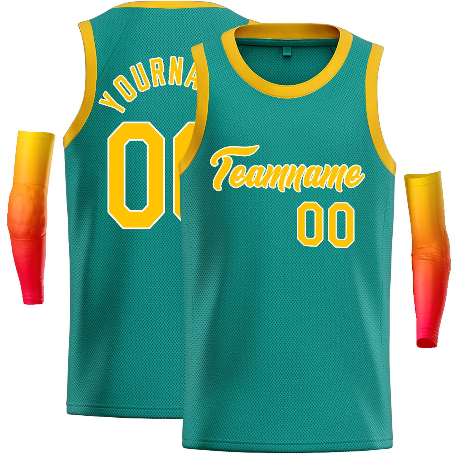 Custom Teal Yellow-White Classic Tops Casual Basketball Jersey