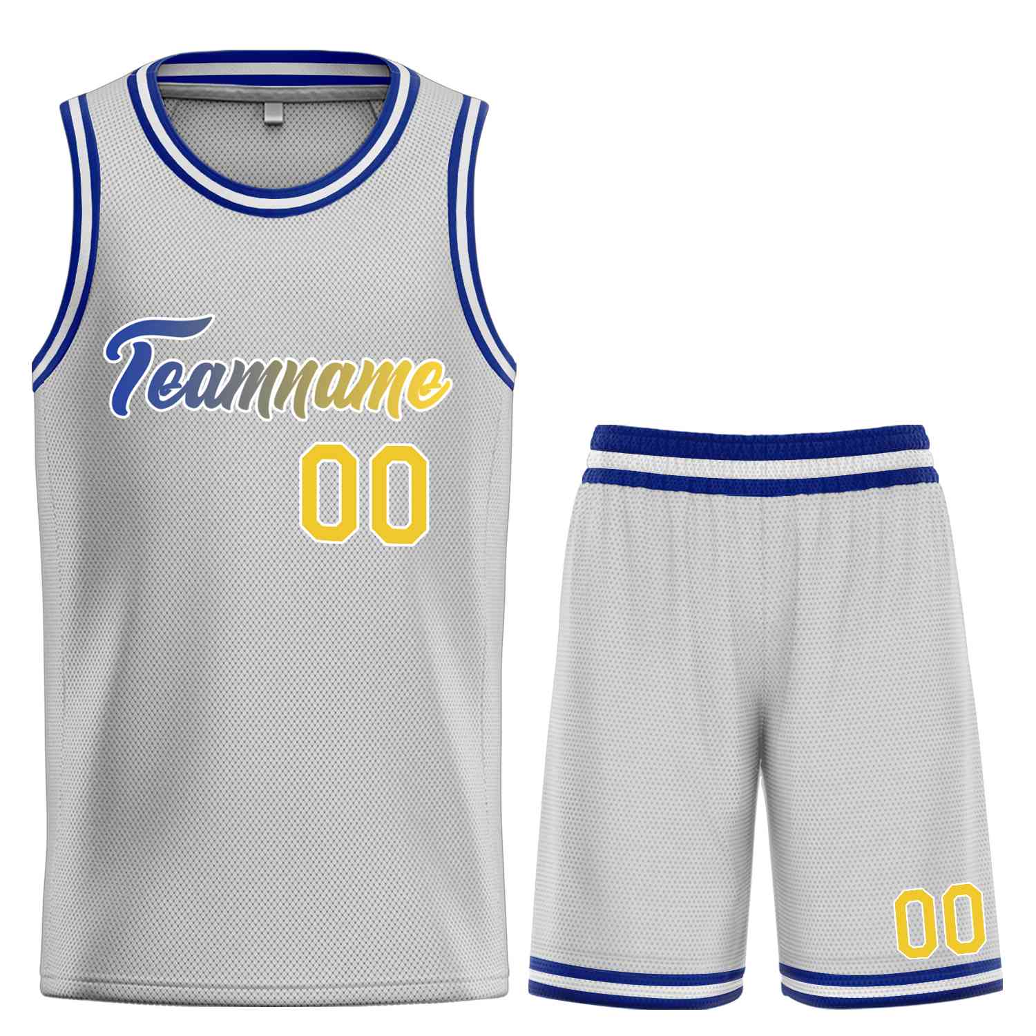 Custom Gray Yellow-White Heal Sports Uniform Classic Sets Basketball Jersey