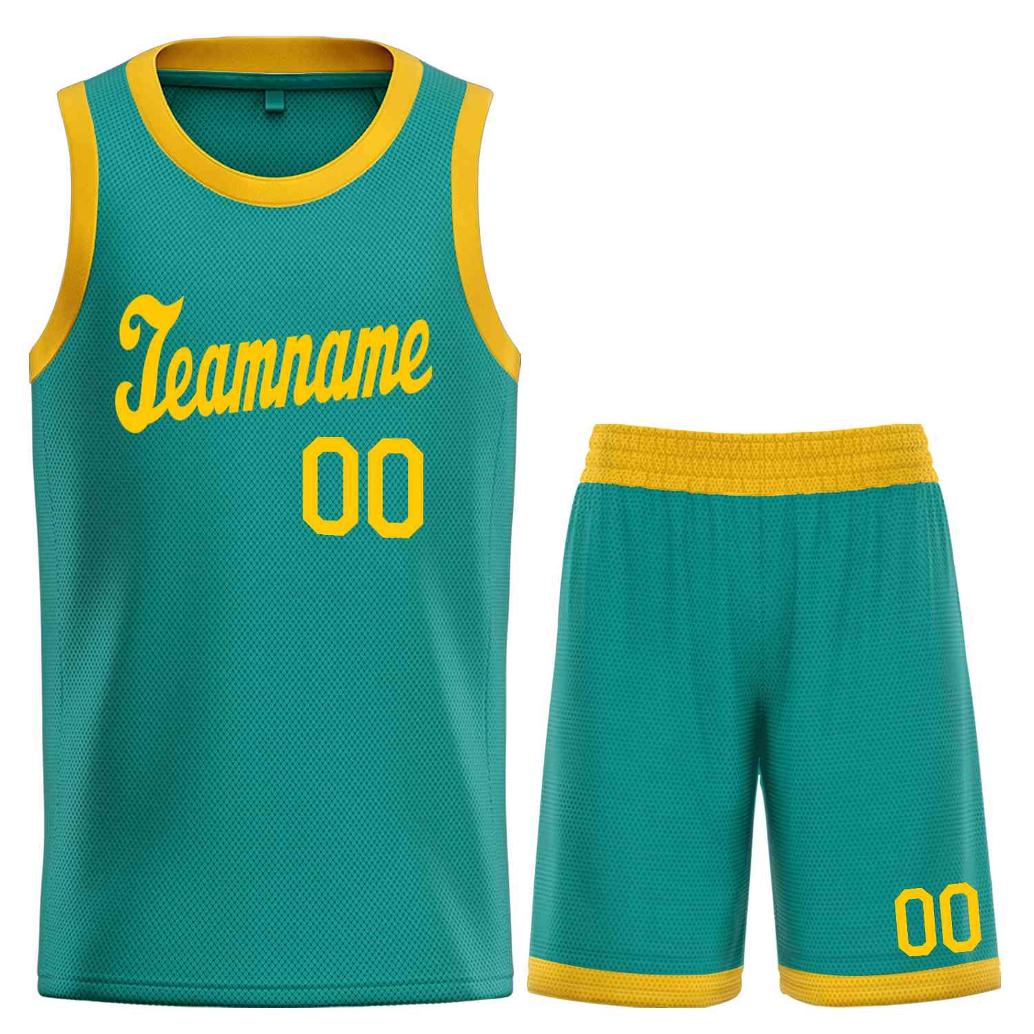 Custom Teal Yellow Classic Sets Sports Uniform Basketball Jersey