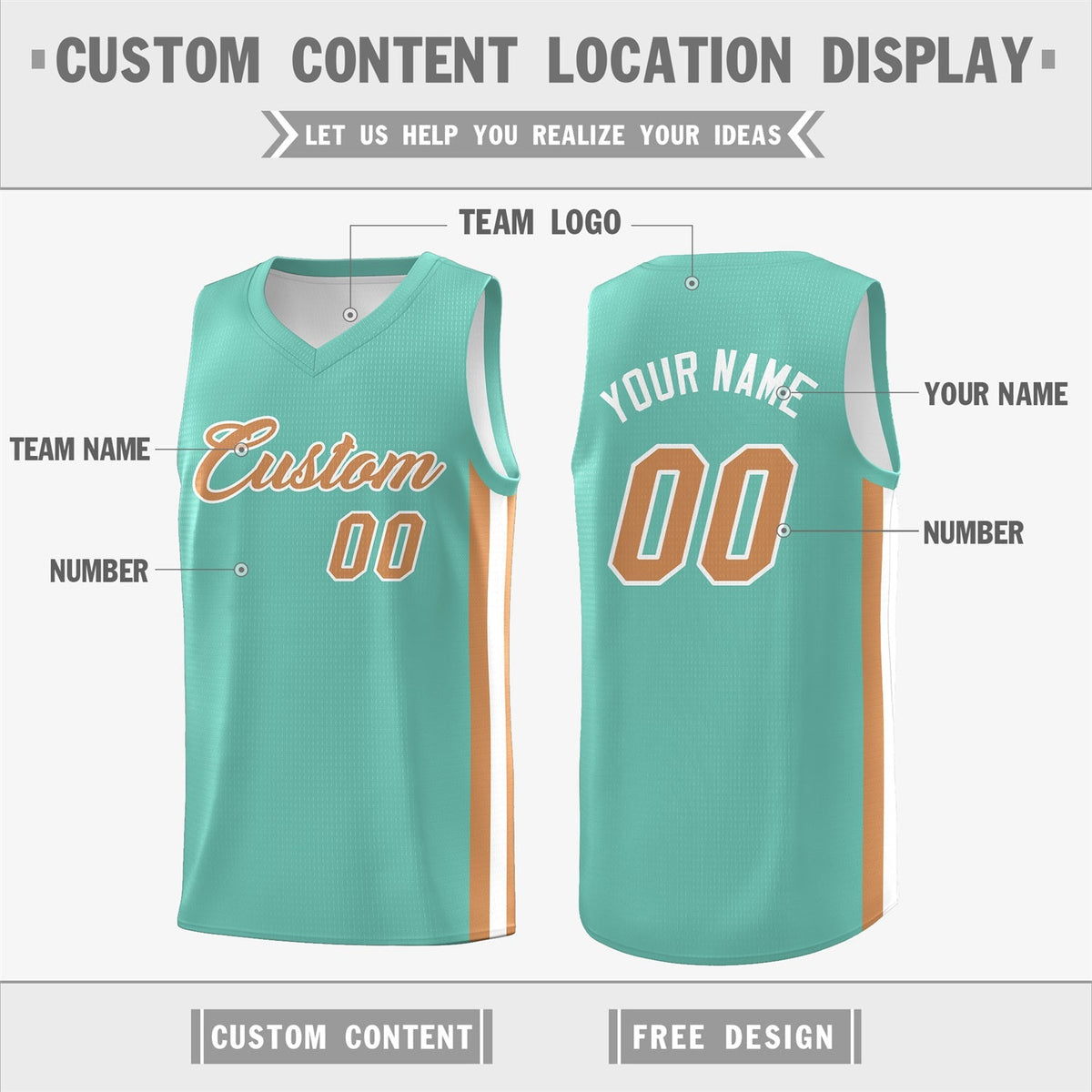 Custom Light Green White Double Side Tops Basketball Jersey