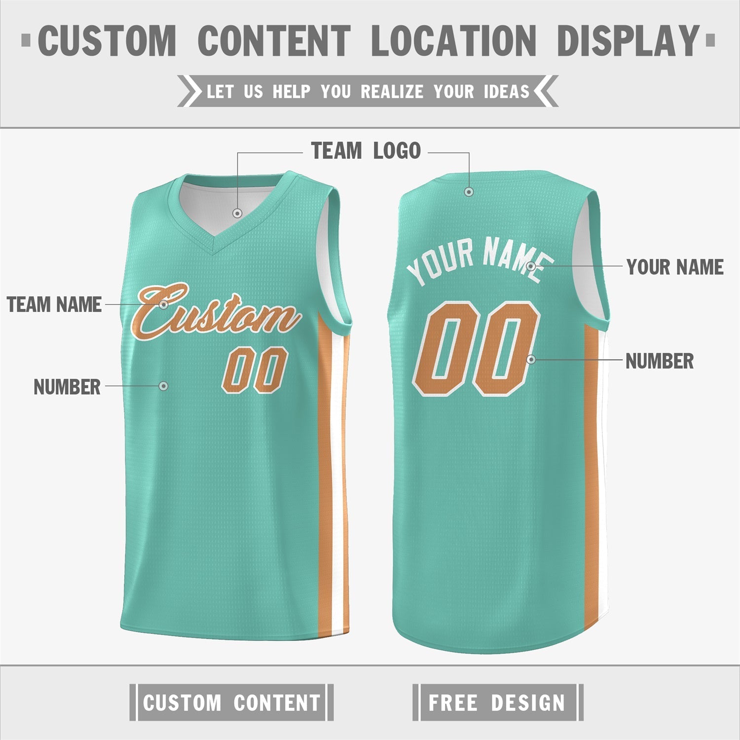 Custom Light Green White Double Side Tops Basketball Jersey