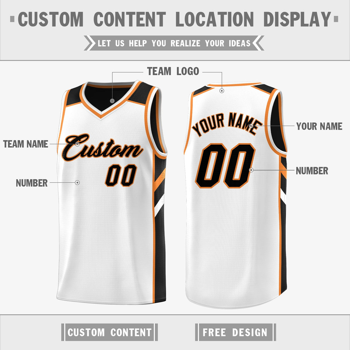 Custom Black White Double Side Tops Casual Basketball Jersey