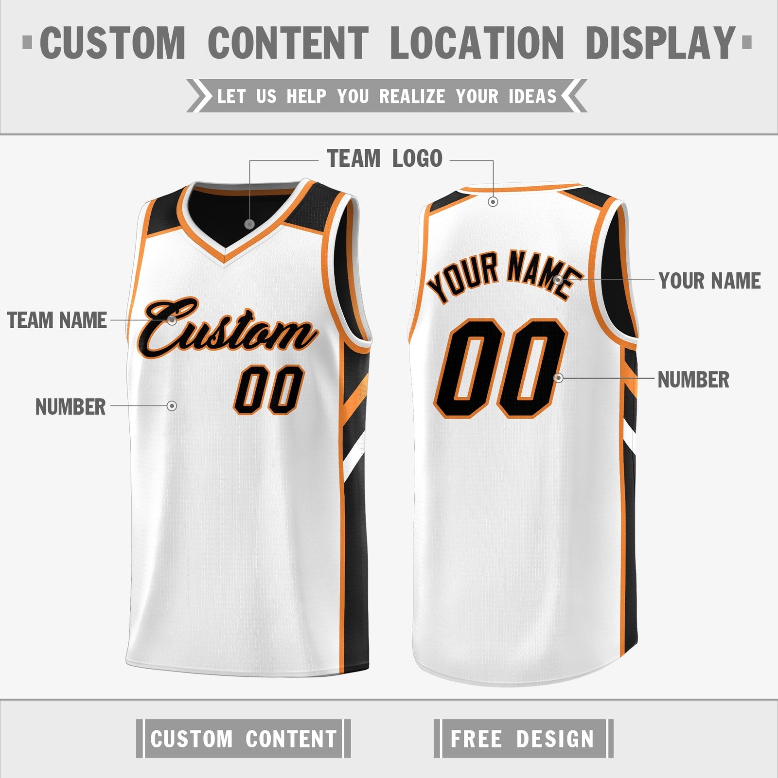 Custom Black White Double Side Tops Casual Basketball Jersey