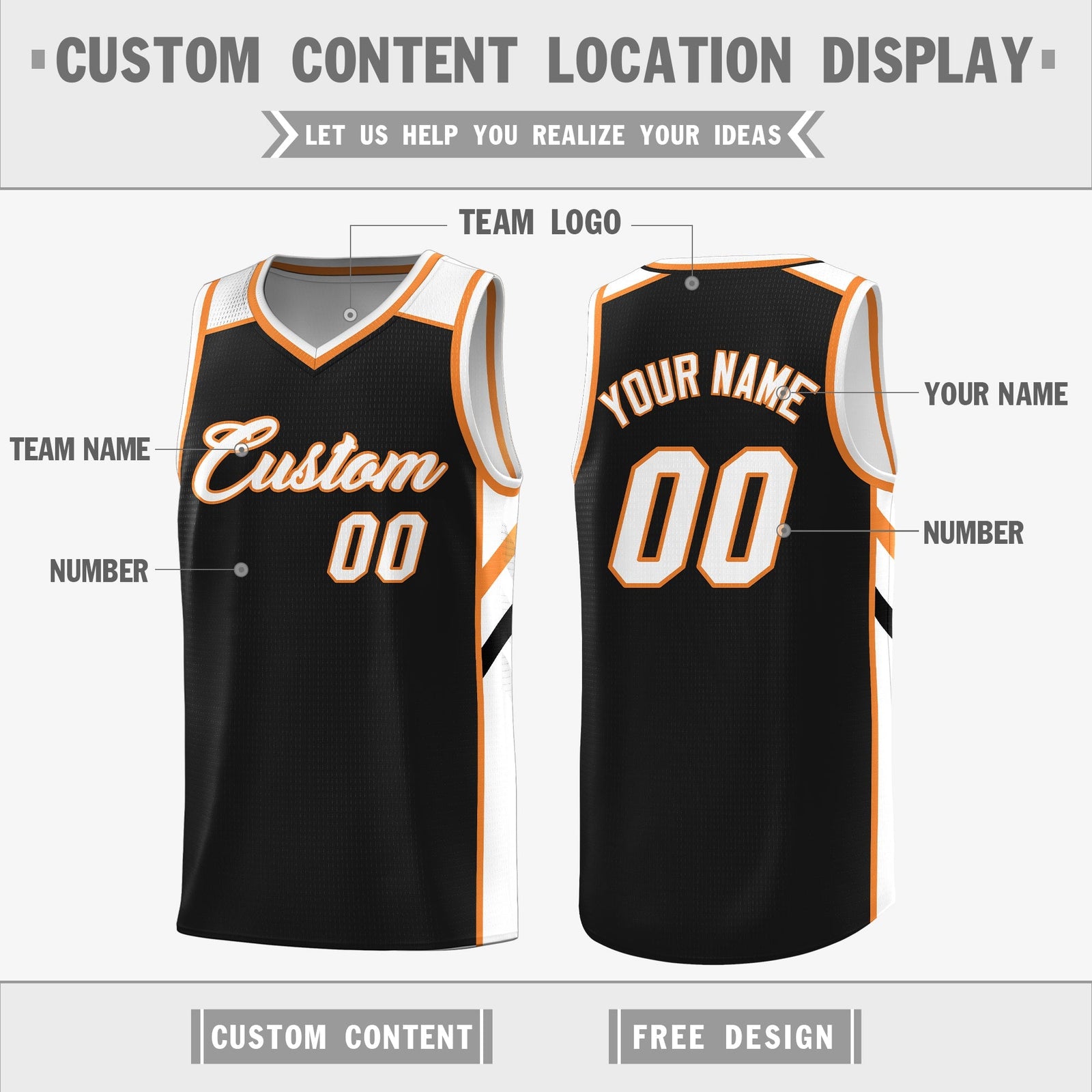Custom Black White Double Side Tops Casual Basketball Jersey