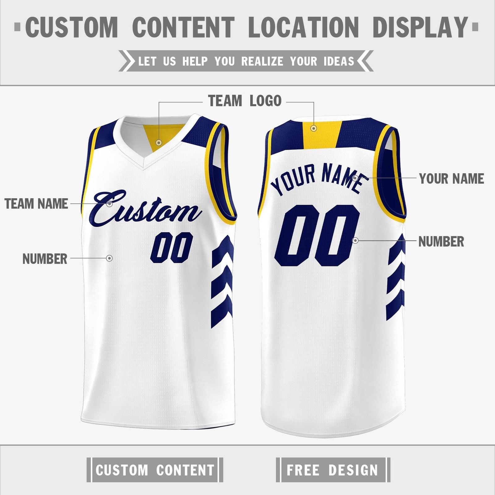 Custom Navy White Reversible Double Side Tops Basketball Jersey