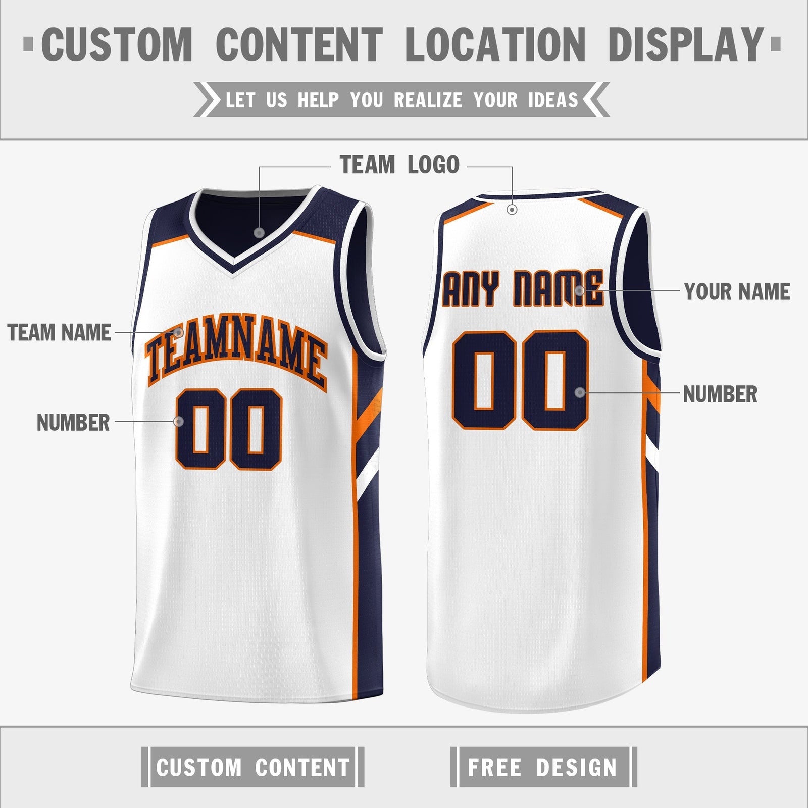 Custom Navy White Double Side Tops Basketball Jersey