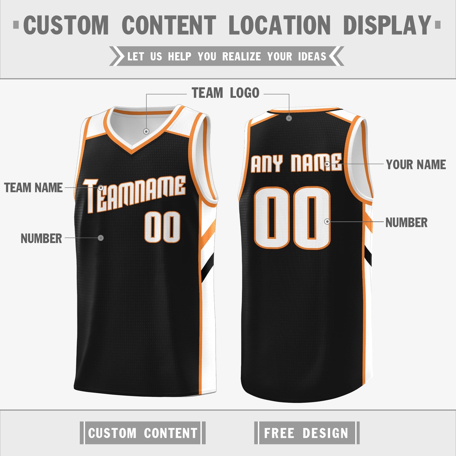 Custom Black White Double Side Tops Athletic Sports Basketball Jersey