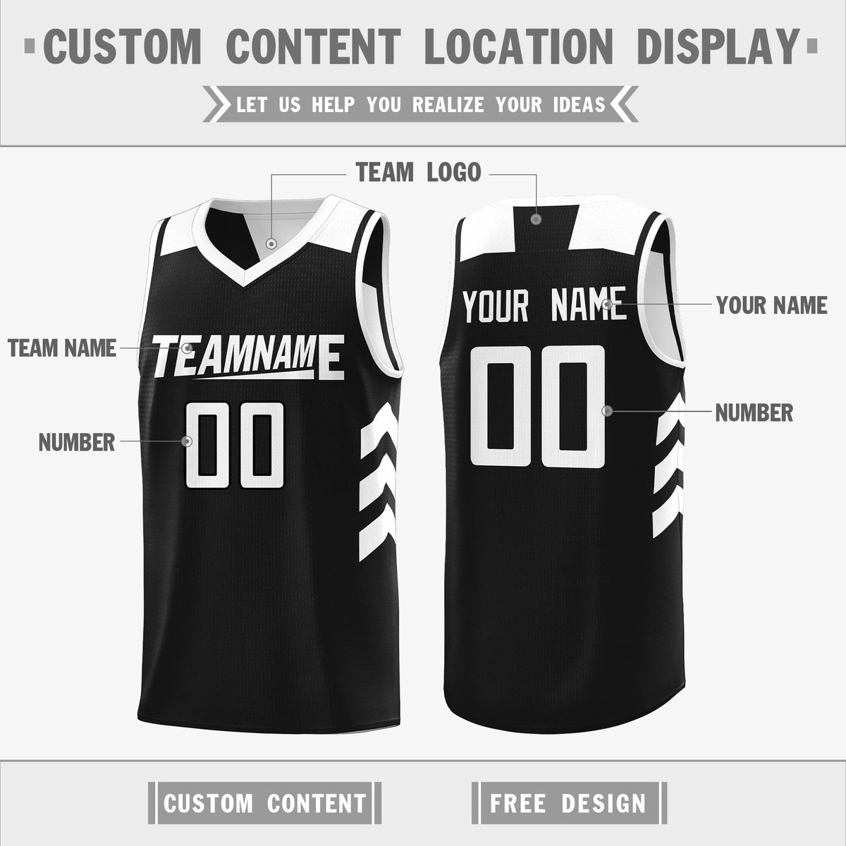 Custom Black White Reversible Tops Basketball Jersey | Custom Reversible Basketball Jerseys with Numbers
